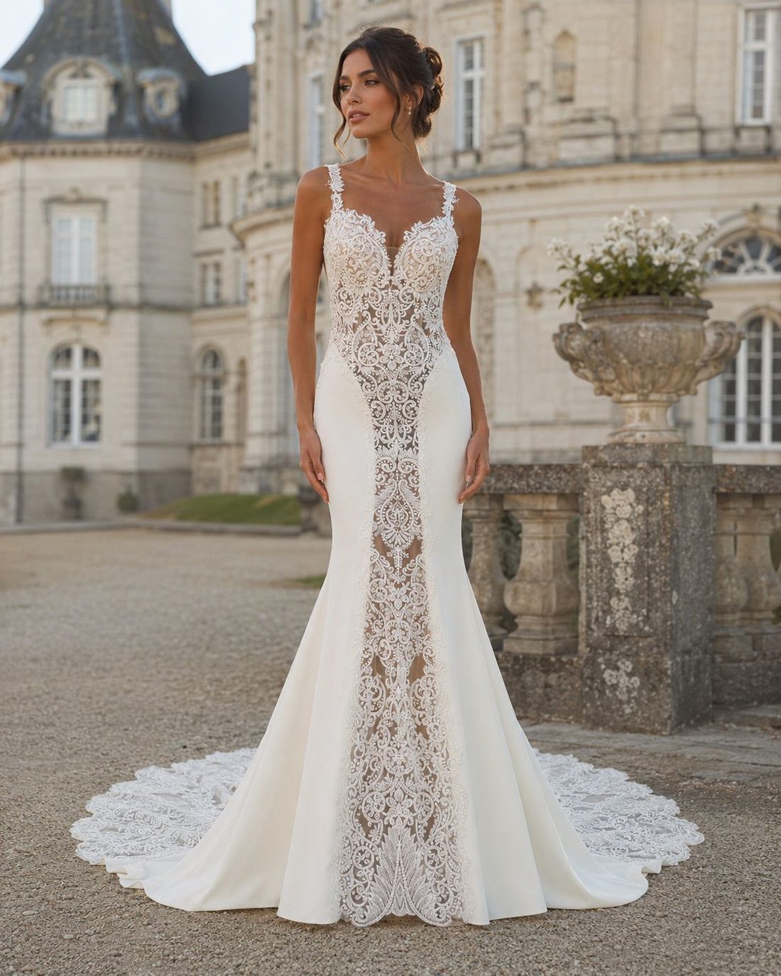 Trouwjurk Renate van Alberto Axu Couture, vooraanzicht