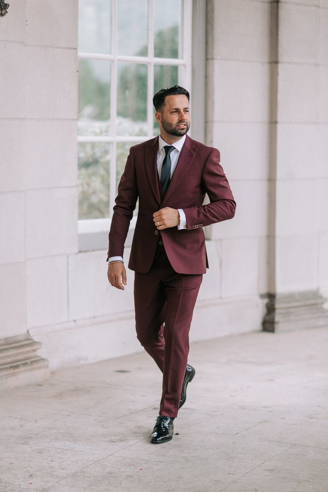 Bordeaux trouwpak maatpak scabal
