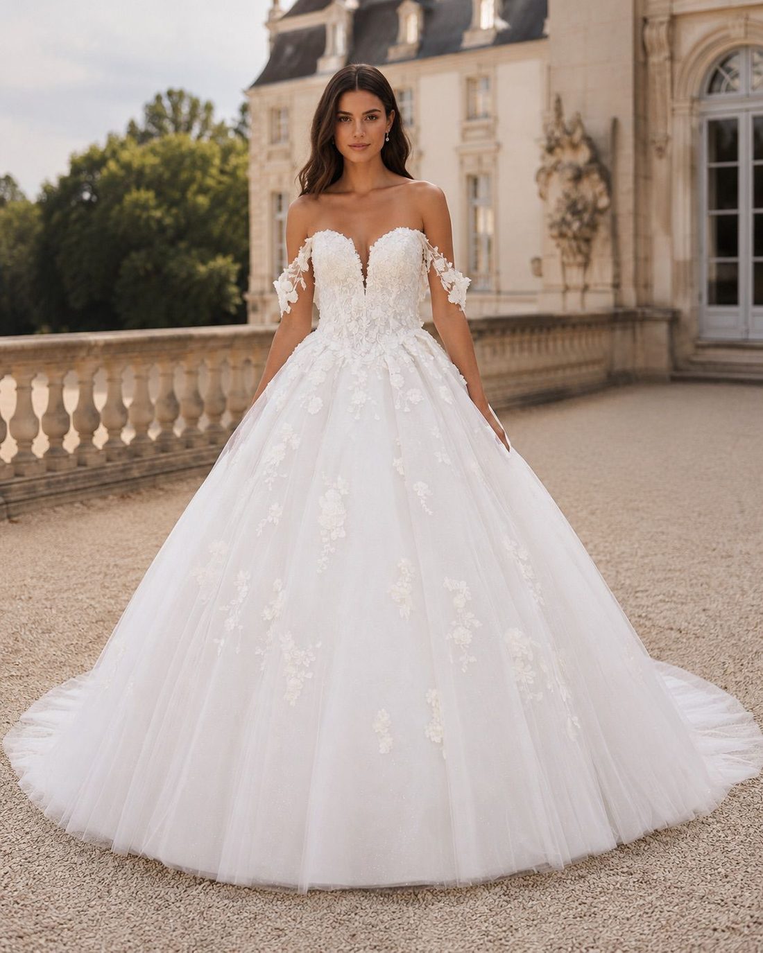 Trouwjurk Valentina van Alberto Axu Couture, vooraanzicht