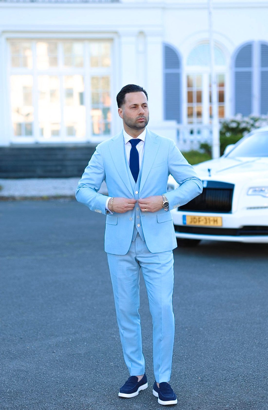 licht blauw trouwpak Alberto Axu