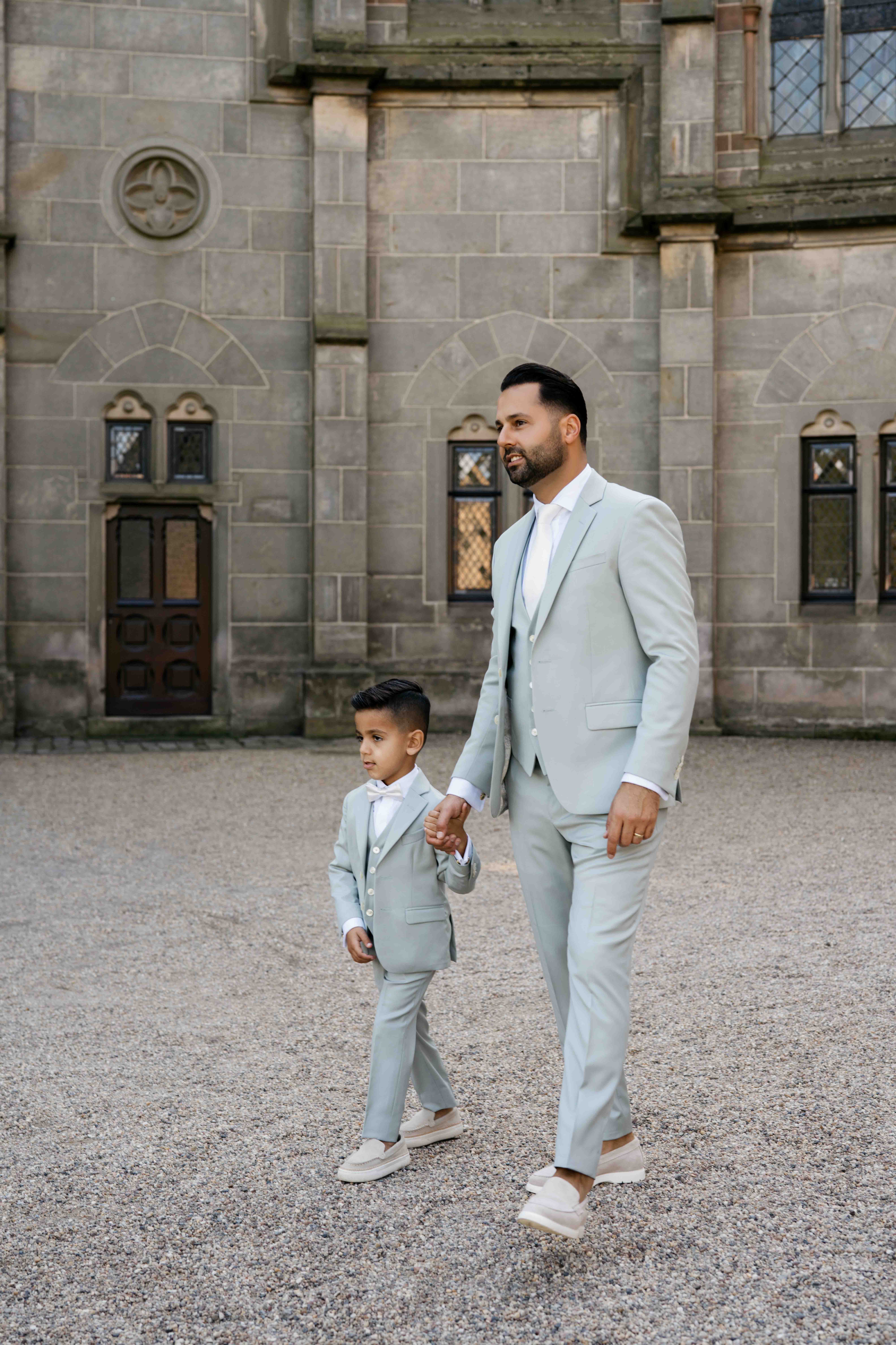 pastel groen kinderpak vader en zoon alberto axu