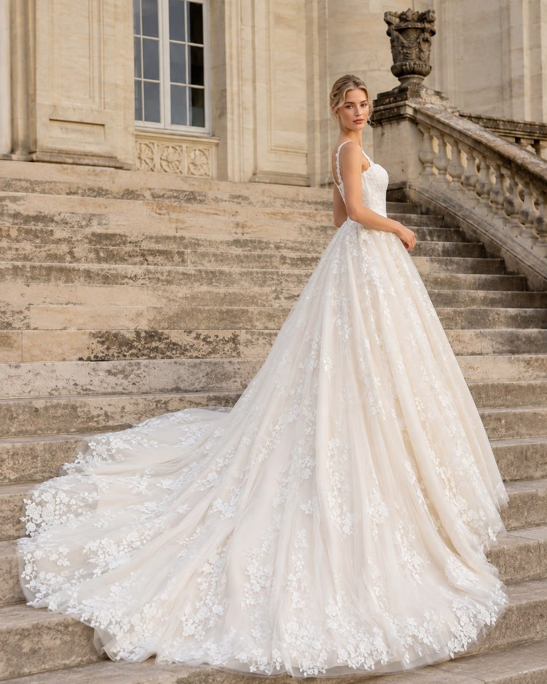 Nora trouwjurk prinses kant - zijkant