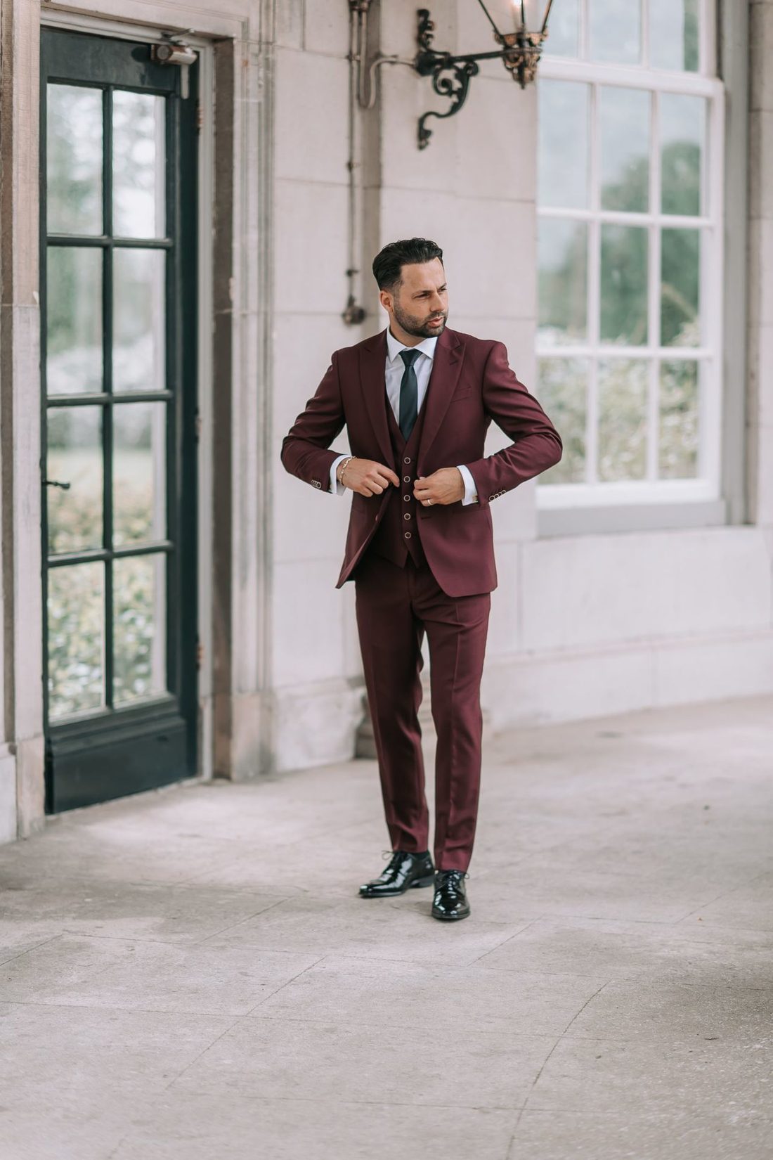 Bordeaux trouwpak maatpak scabal