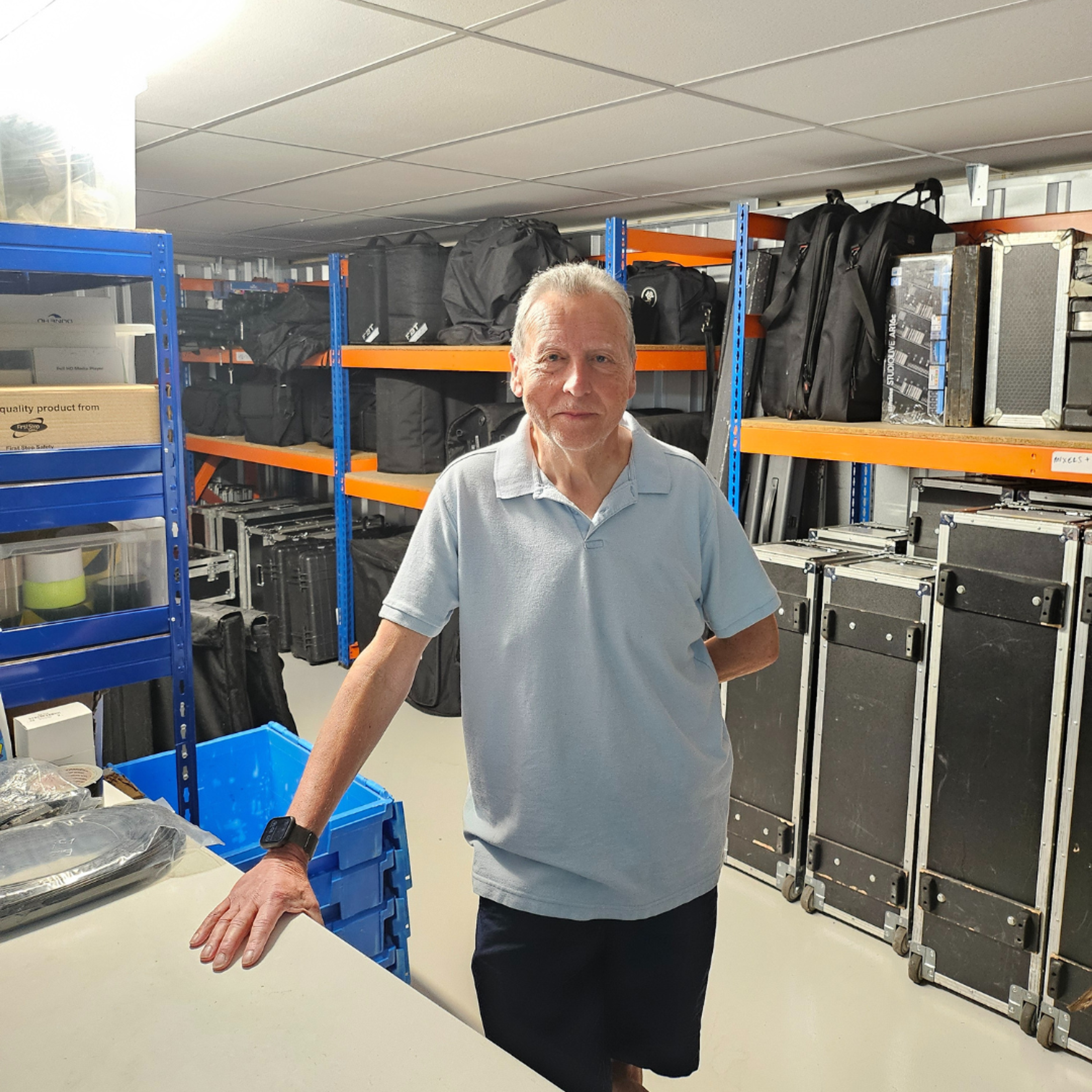 John in his HOLD self storage business room