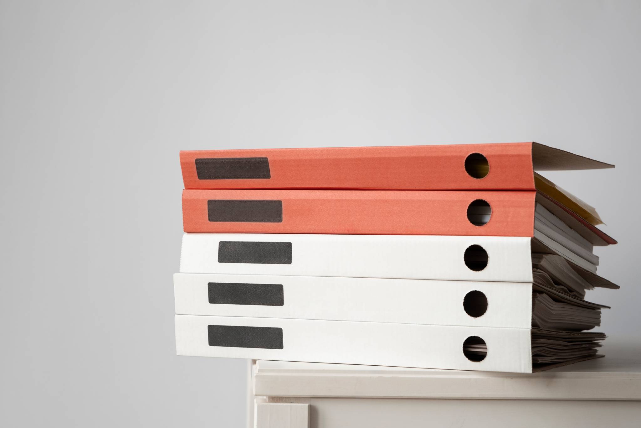 document binders stacked