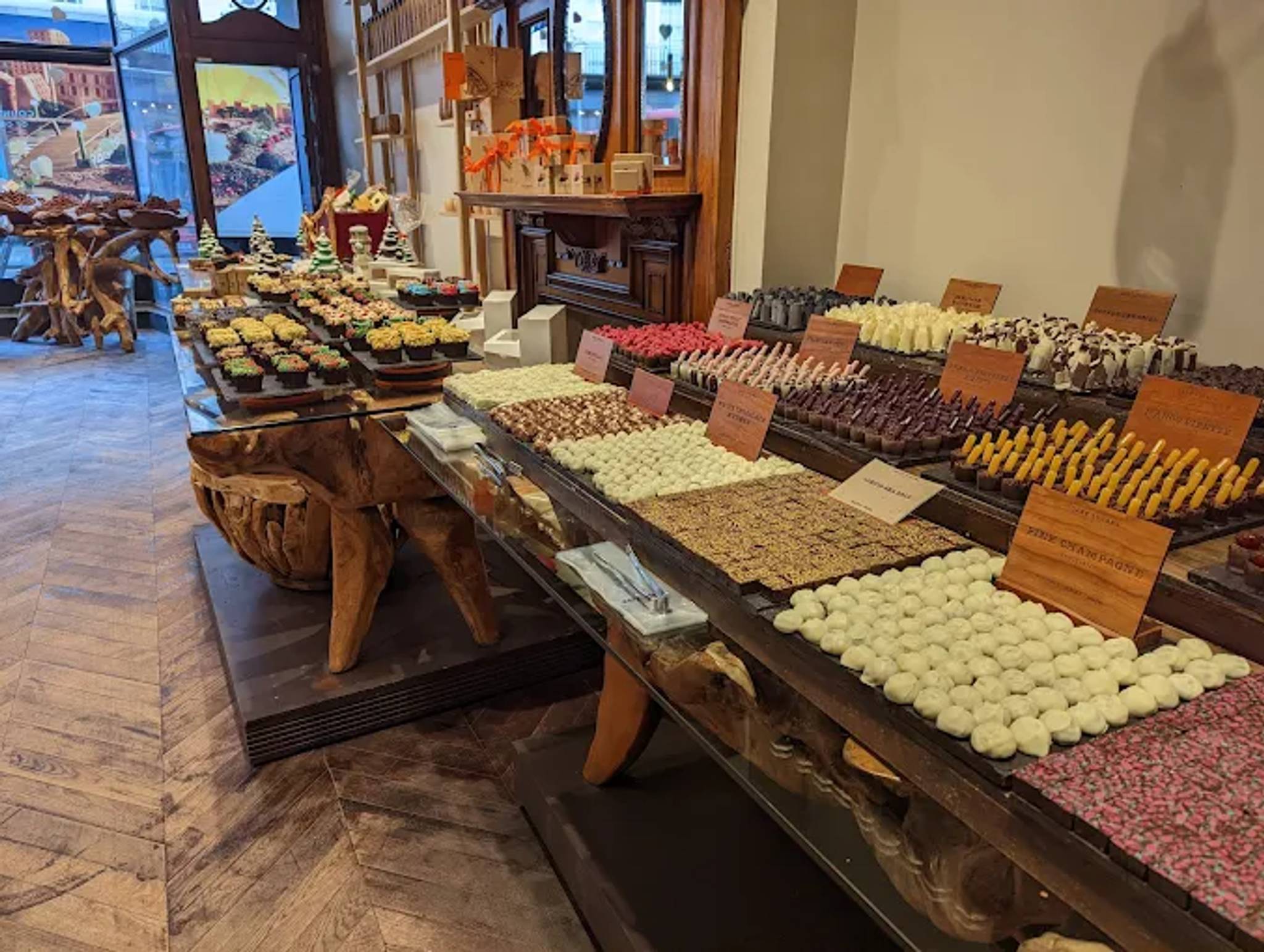 sweet treats arranged in shop