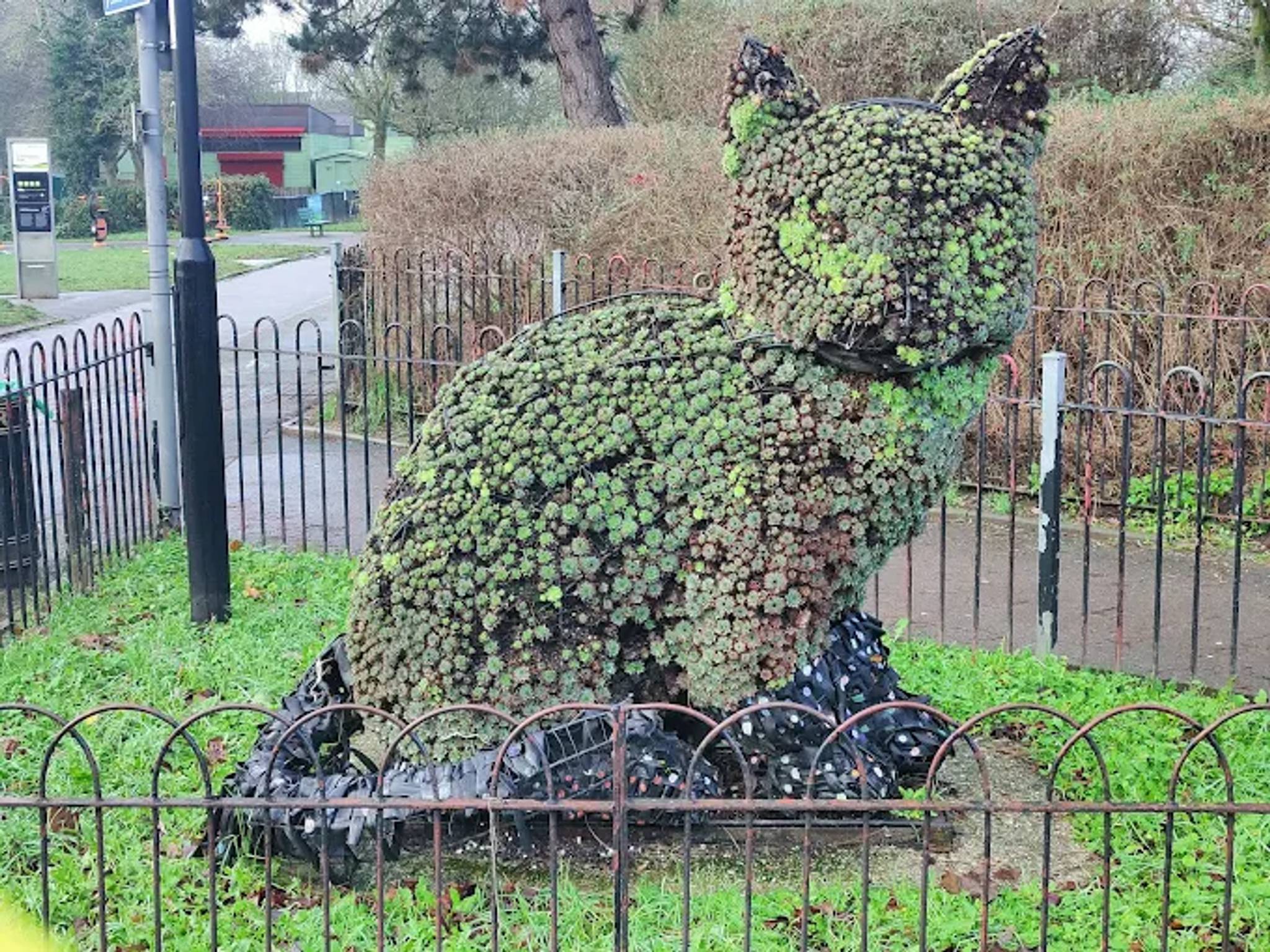 Cat hedge art at Whittington Park