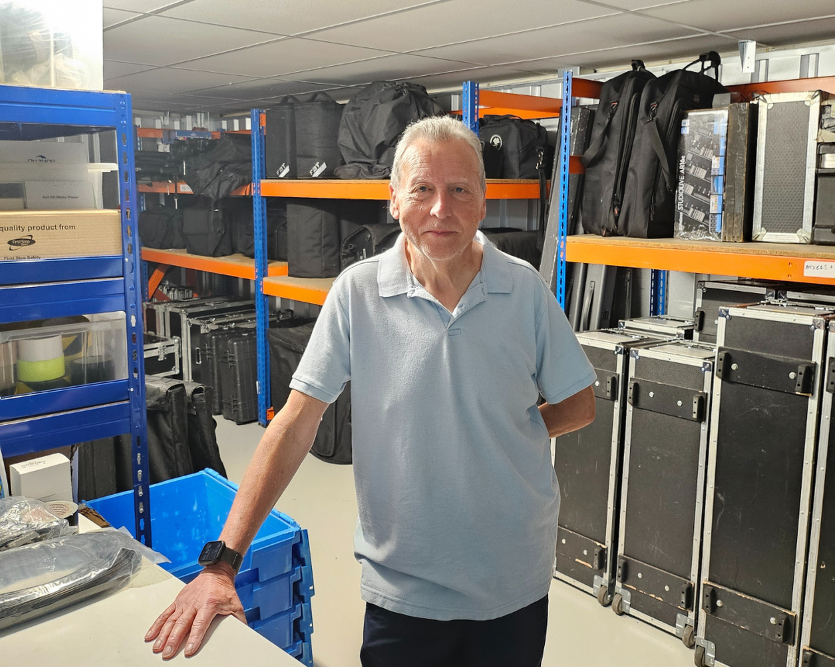 Business owner with stock in HOLD storage unit