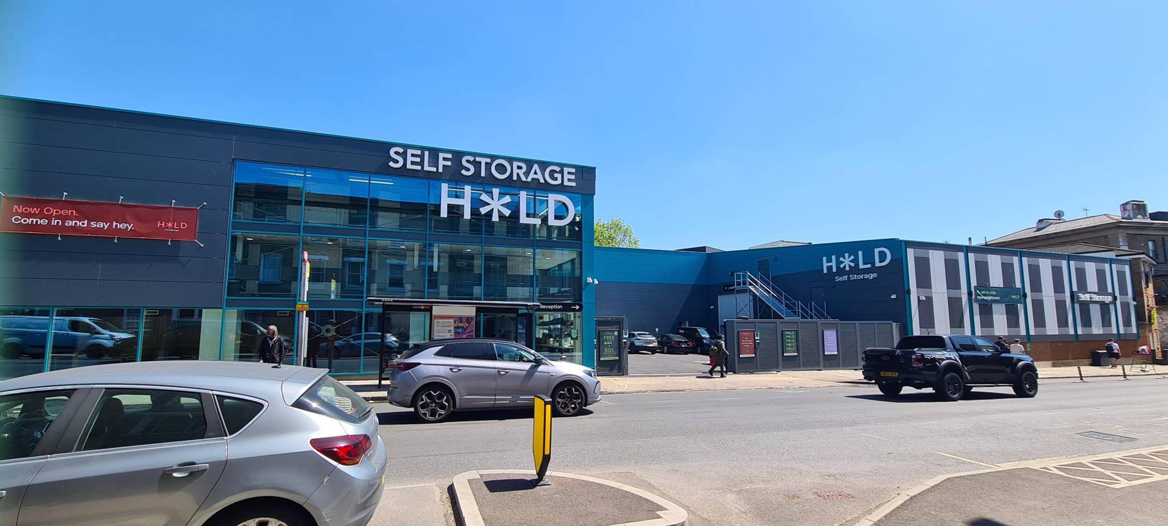 View from outside of HOLD self storage facility