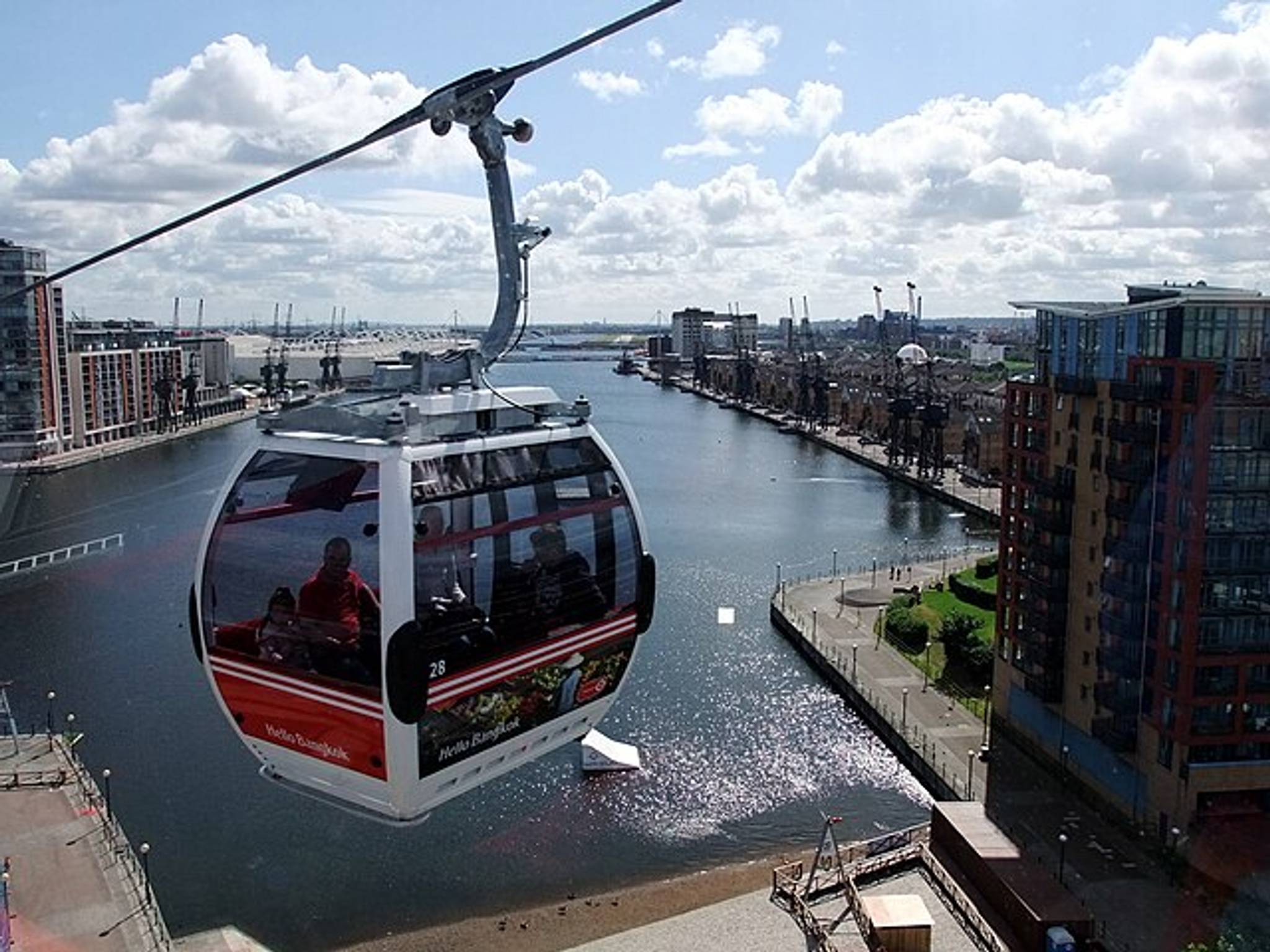 Emirates Air Line cable car in flight