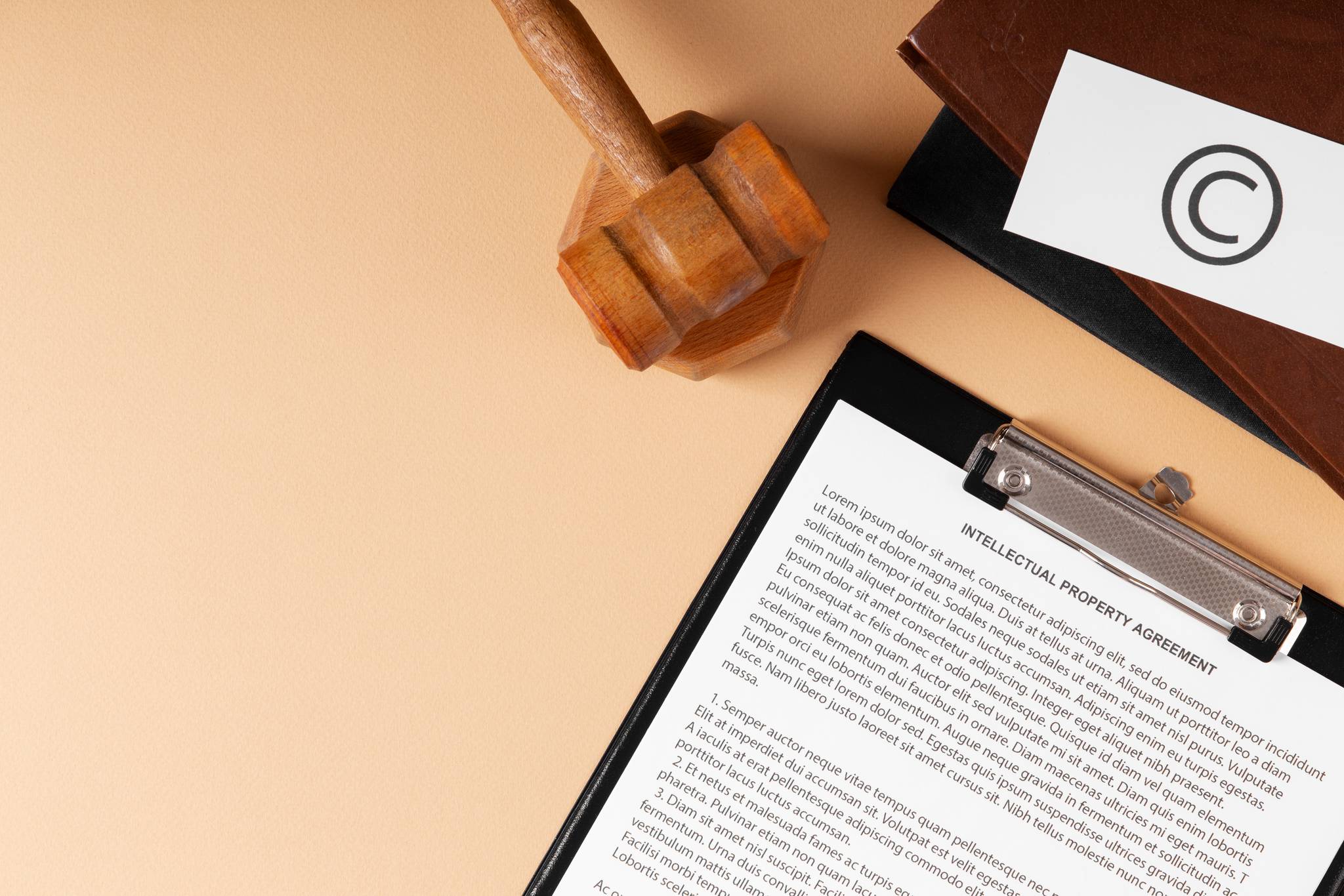 Still life of gavel and documents