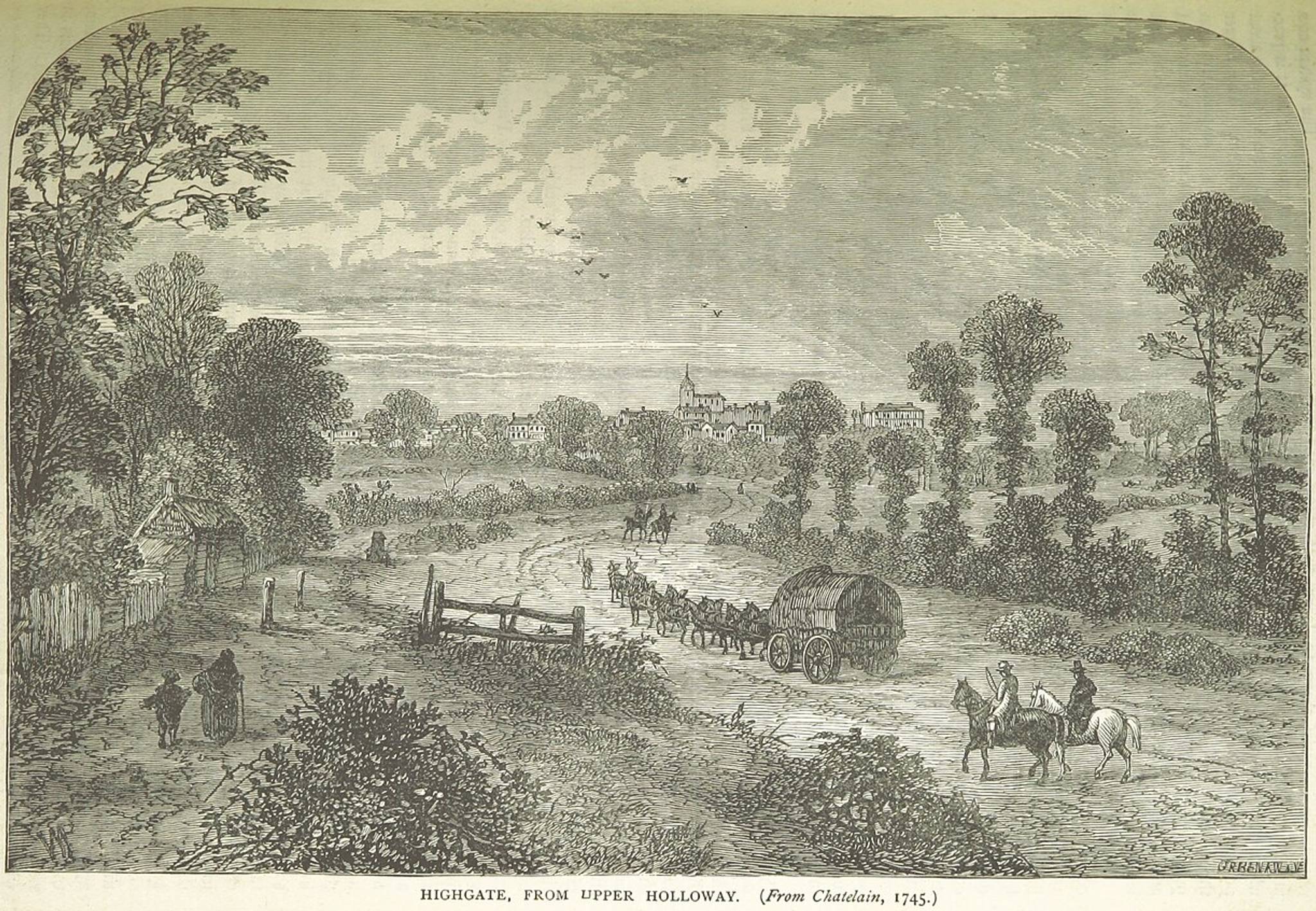old drawing of rural area