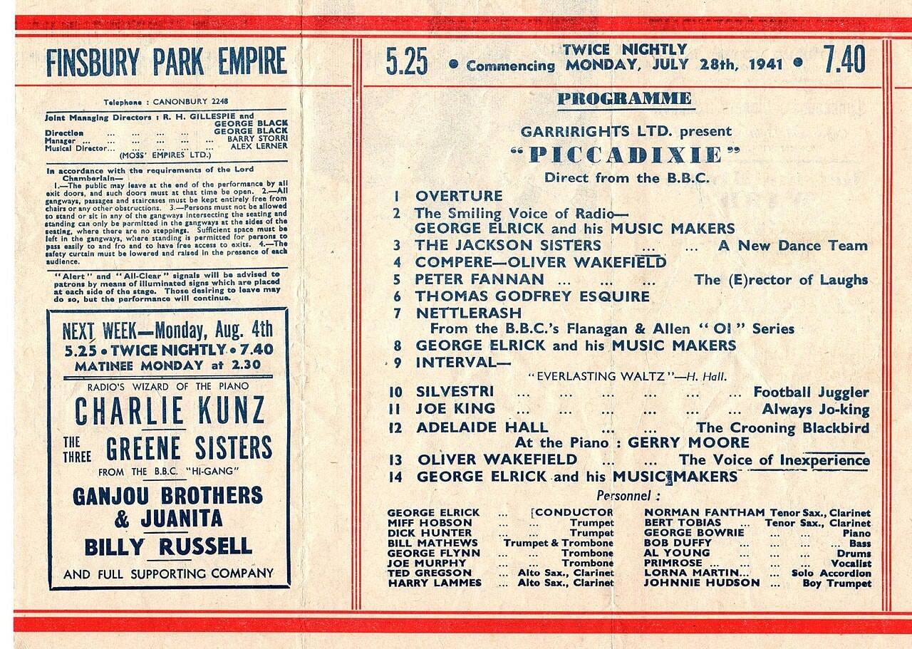 Show itinerary from 1941