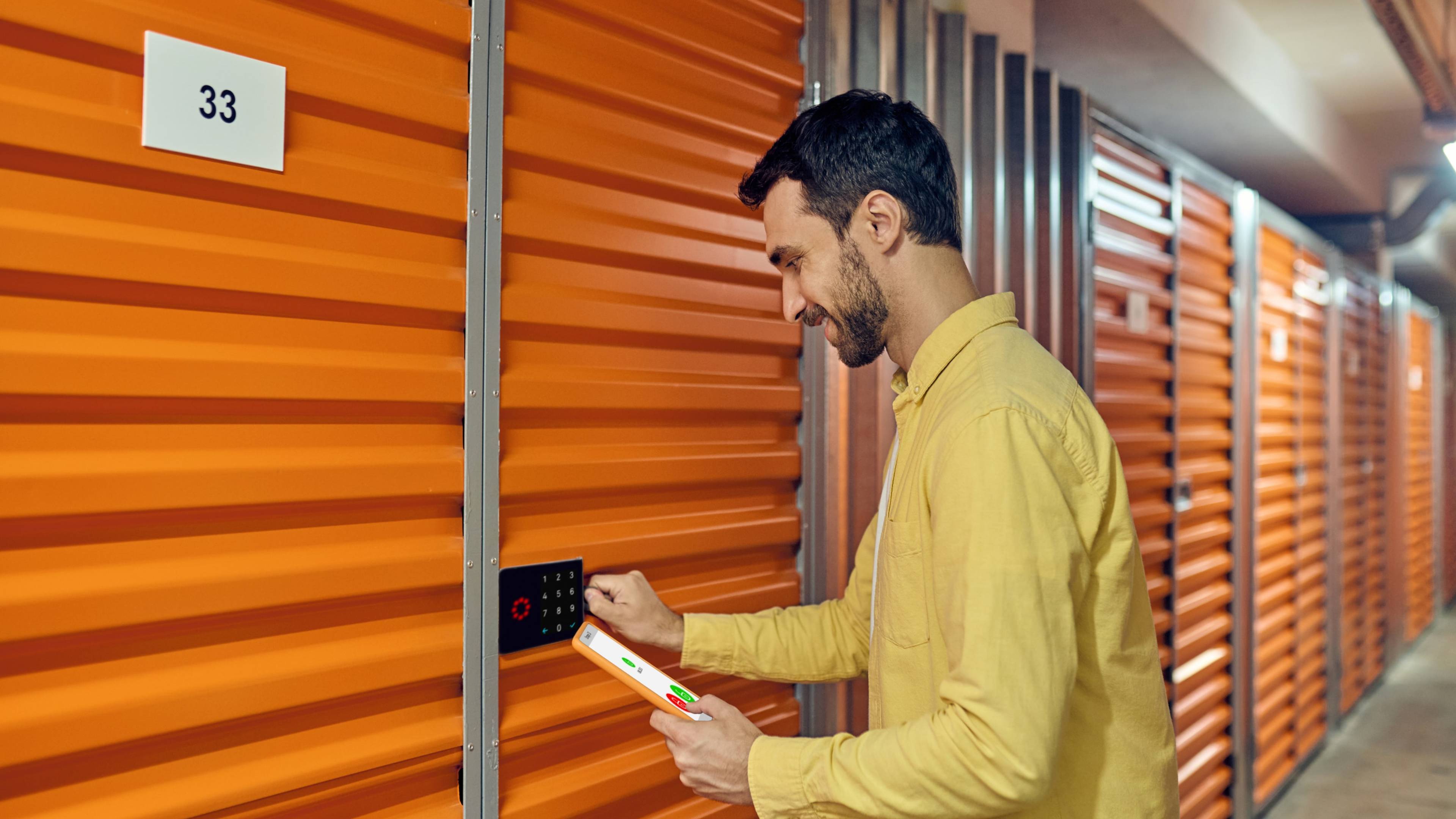 Man checking out storage unit