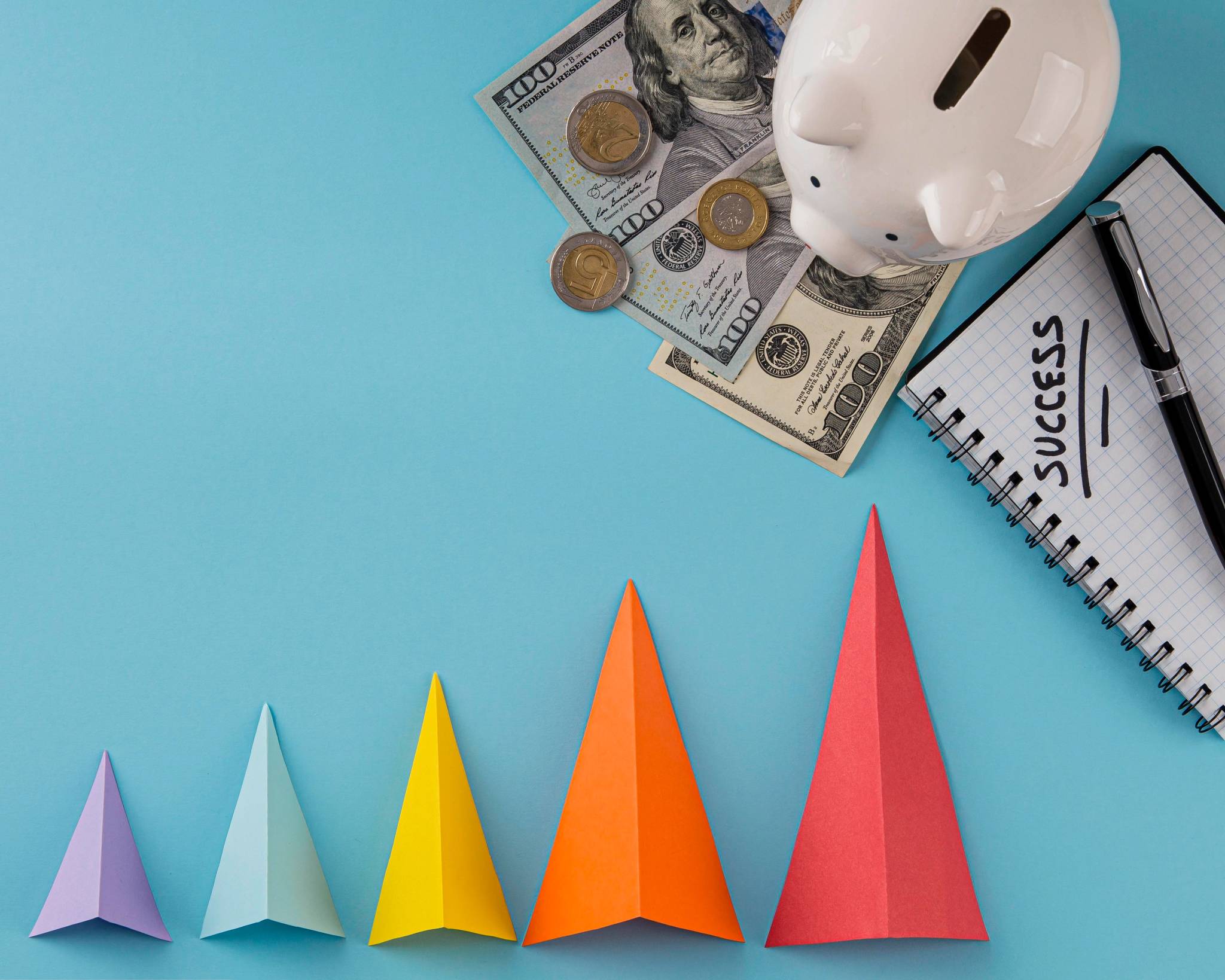 Top view of growth cones with a piggy bank.