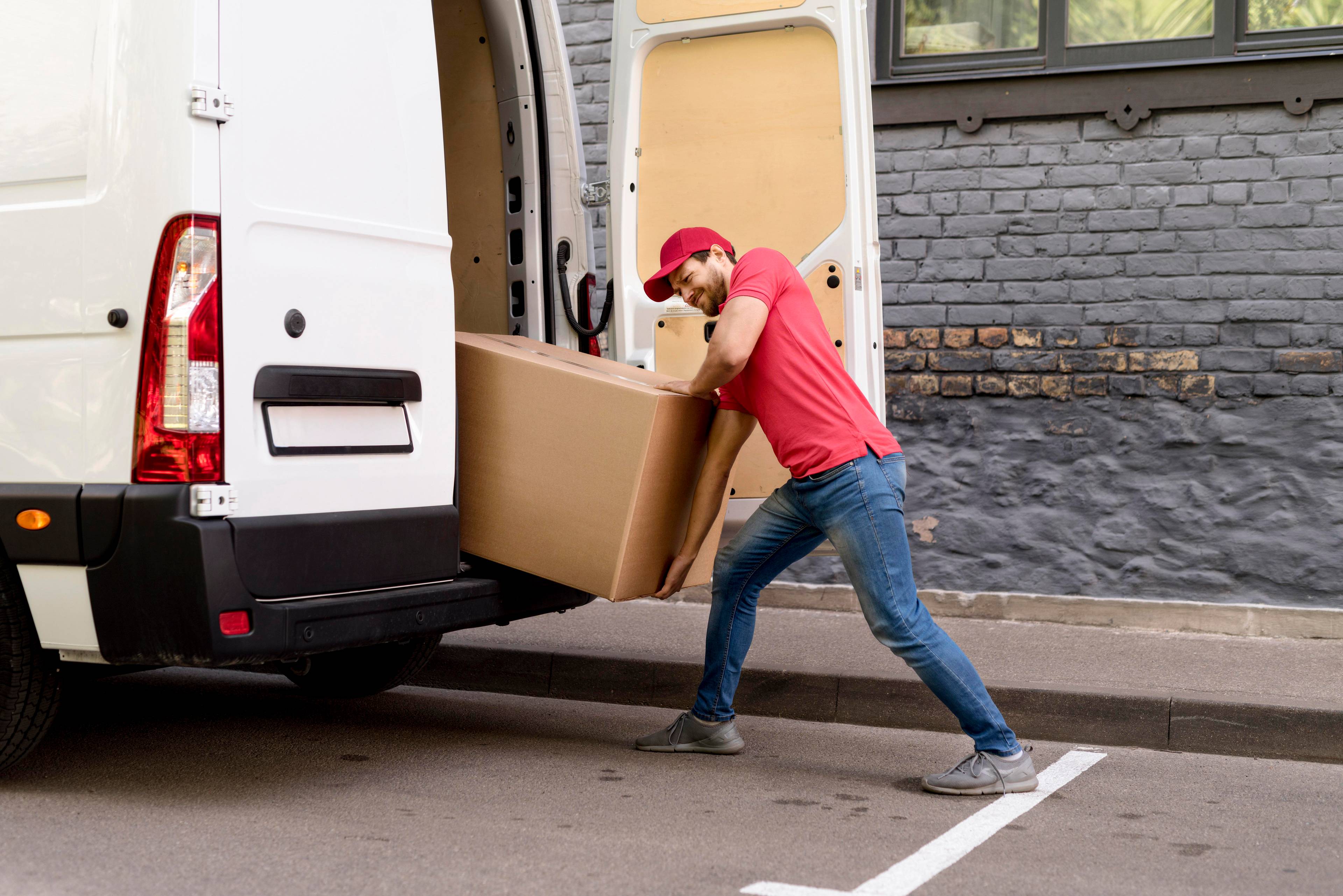 man loading van