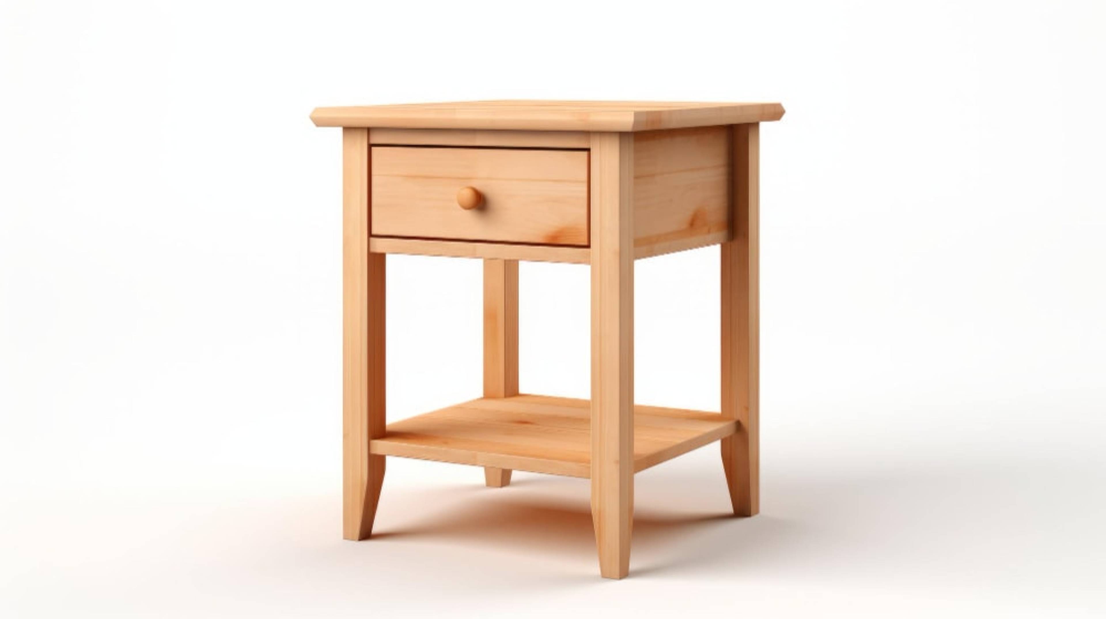 A wooden bedside table