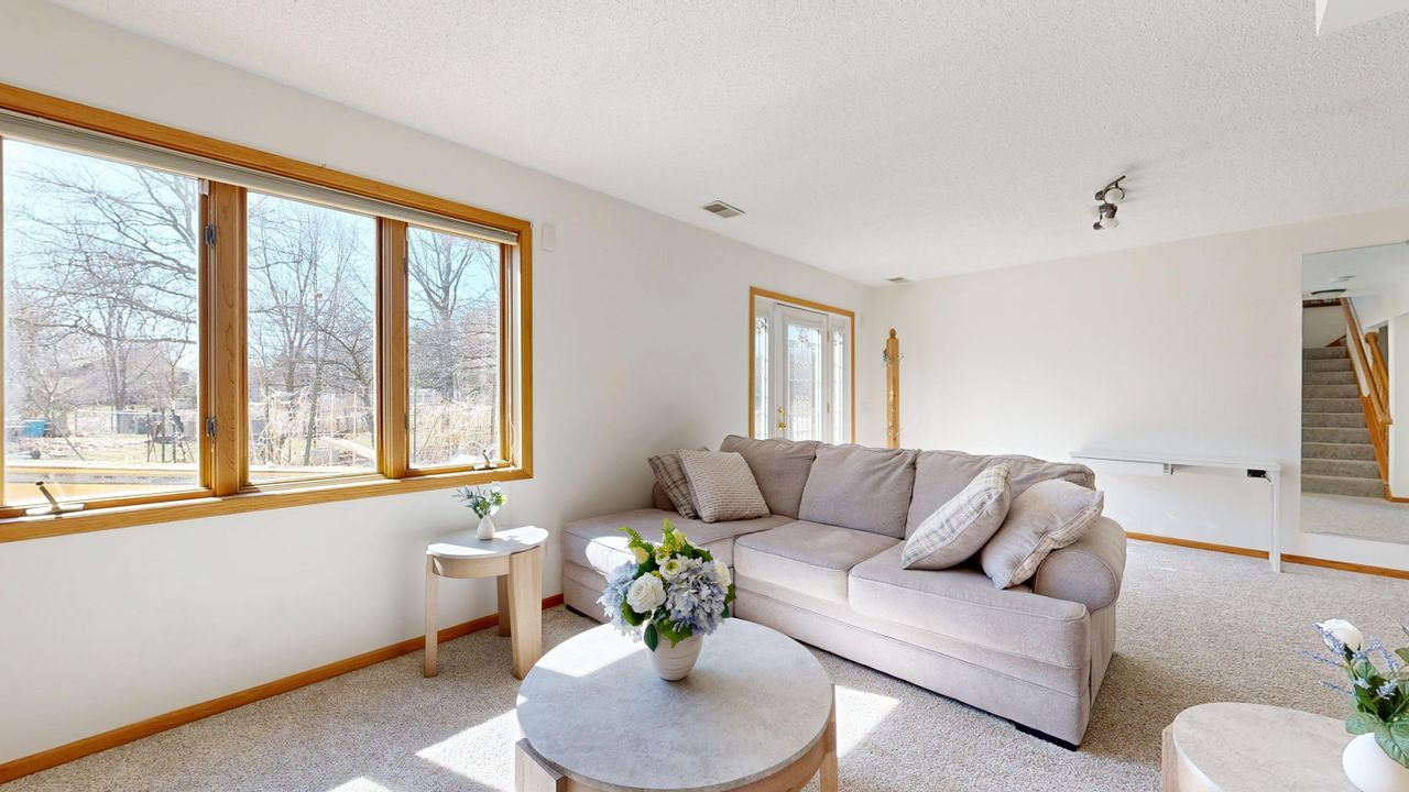 stylish bright living room clean staged for sale 