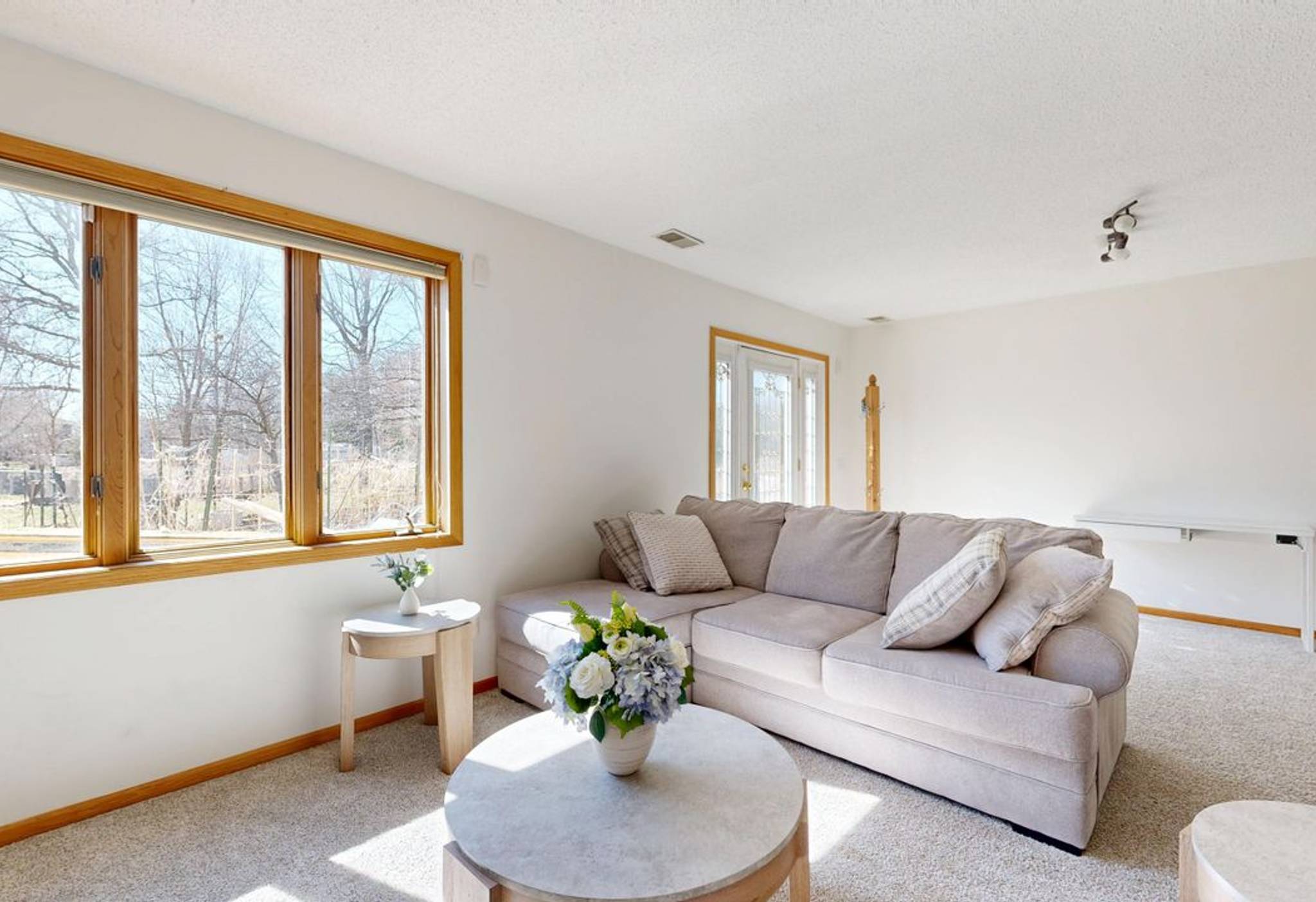 stylish bright living room clean staged for sale