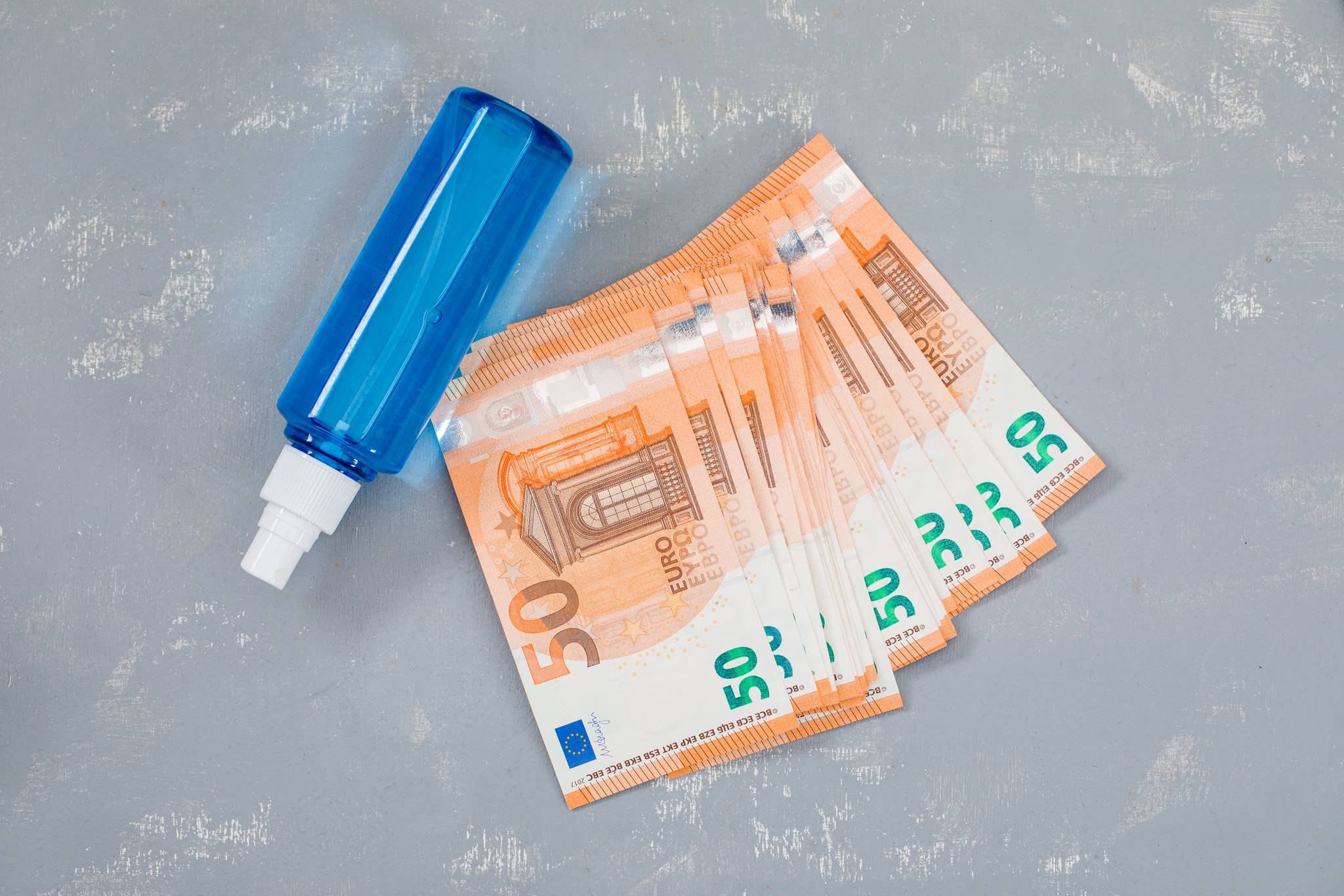 Disinfectant-spray bank notes