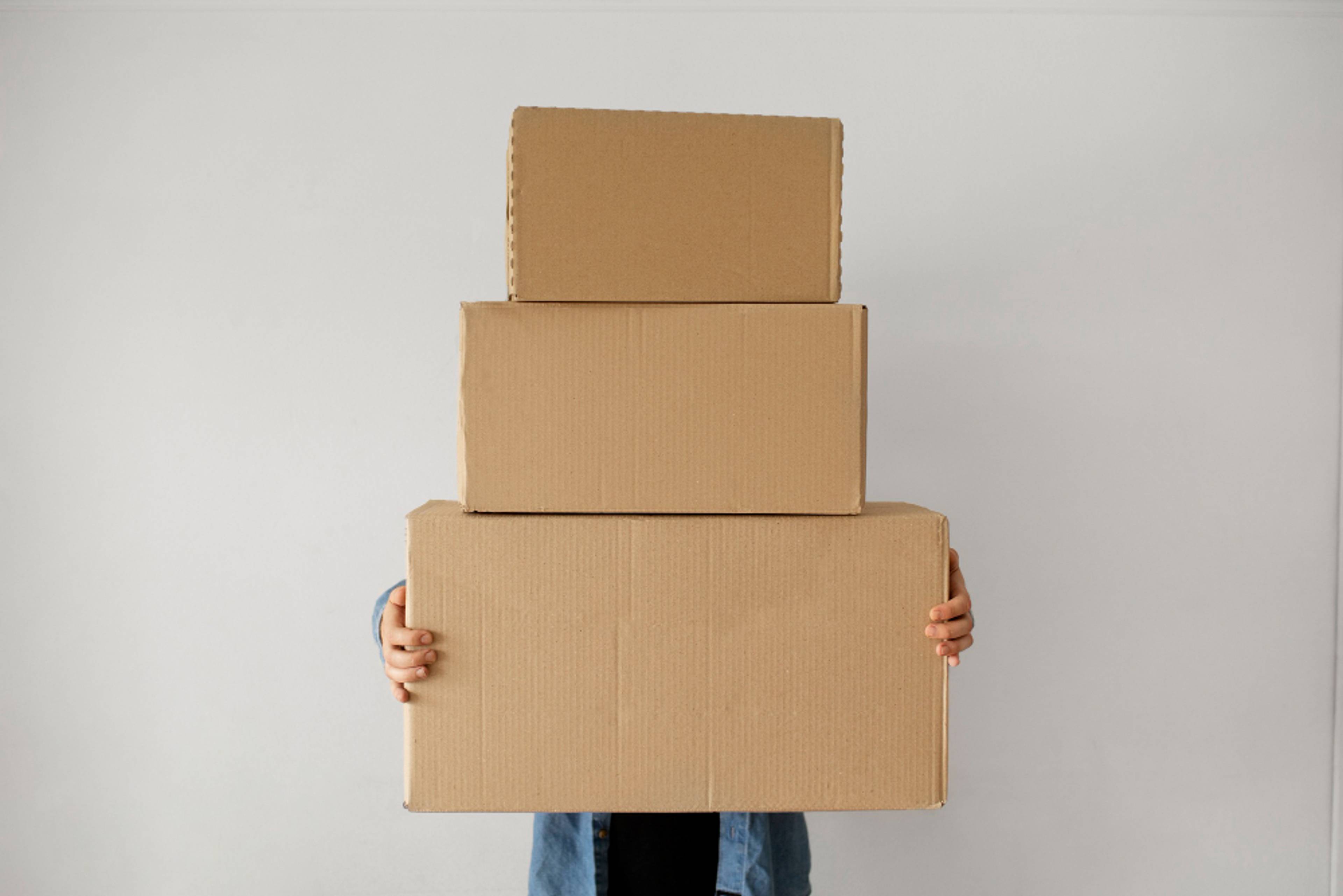 Some carrying heavy boxes, obscuring them.