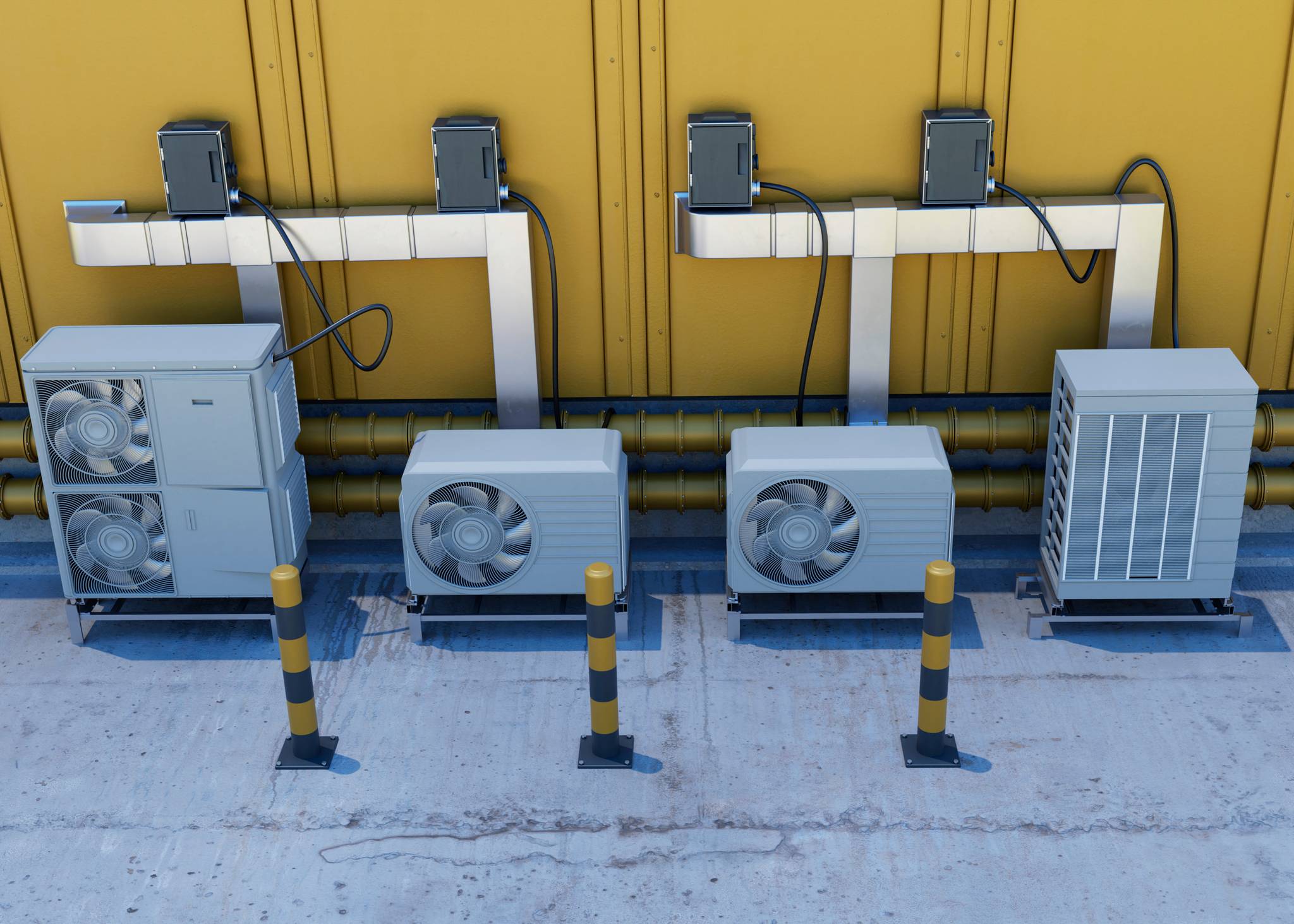 Generators with fans in outside building