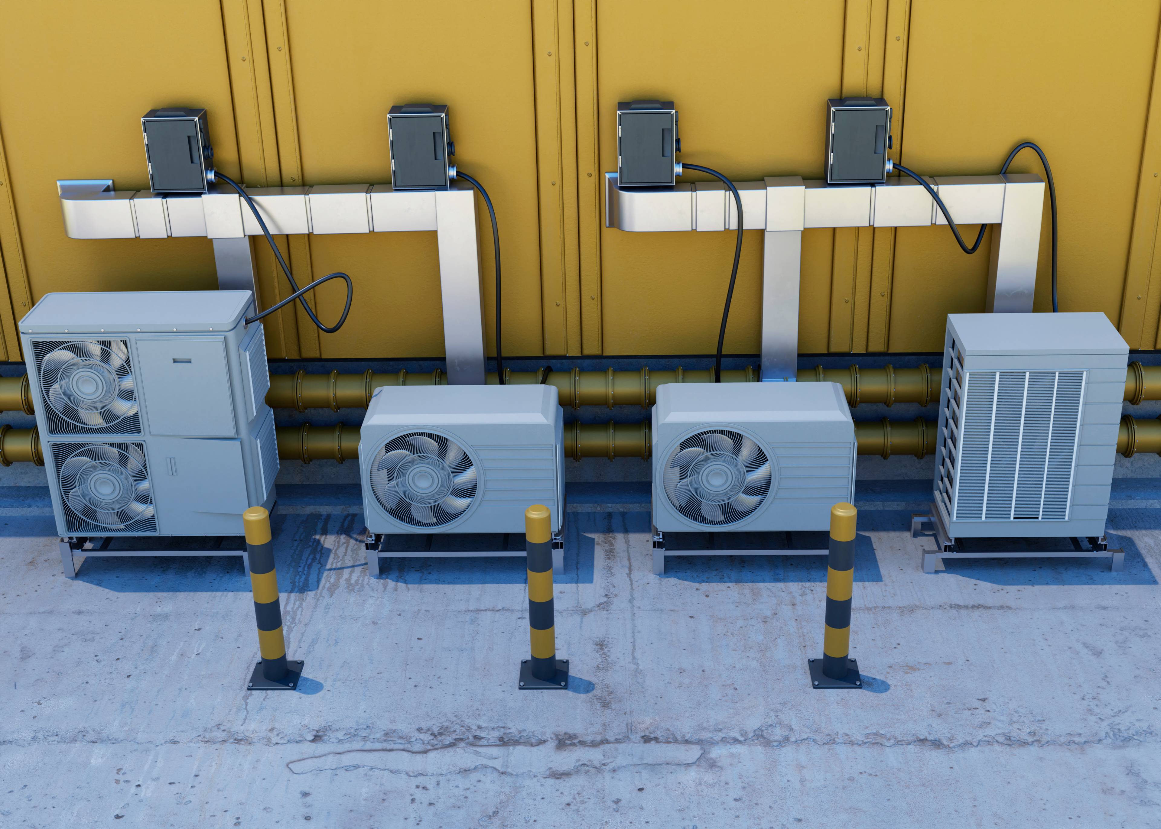 Generators with fans in outside building