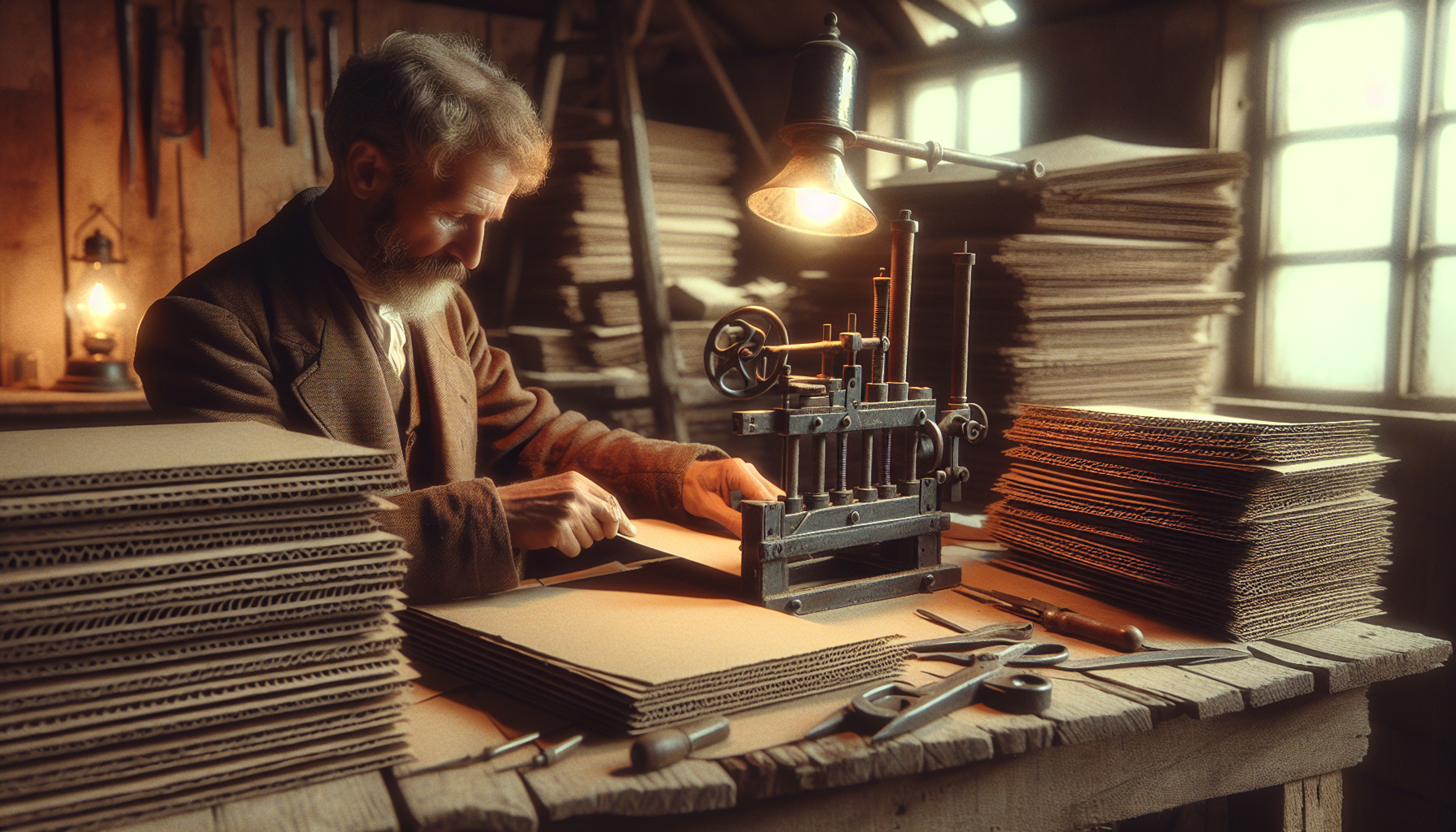 Making cardboard boxes for packing
