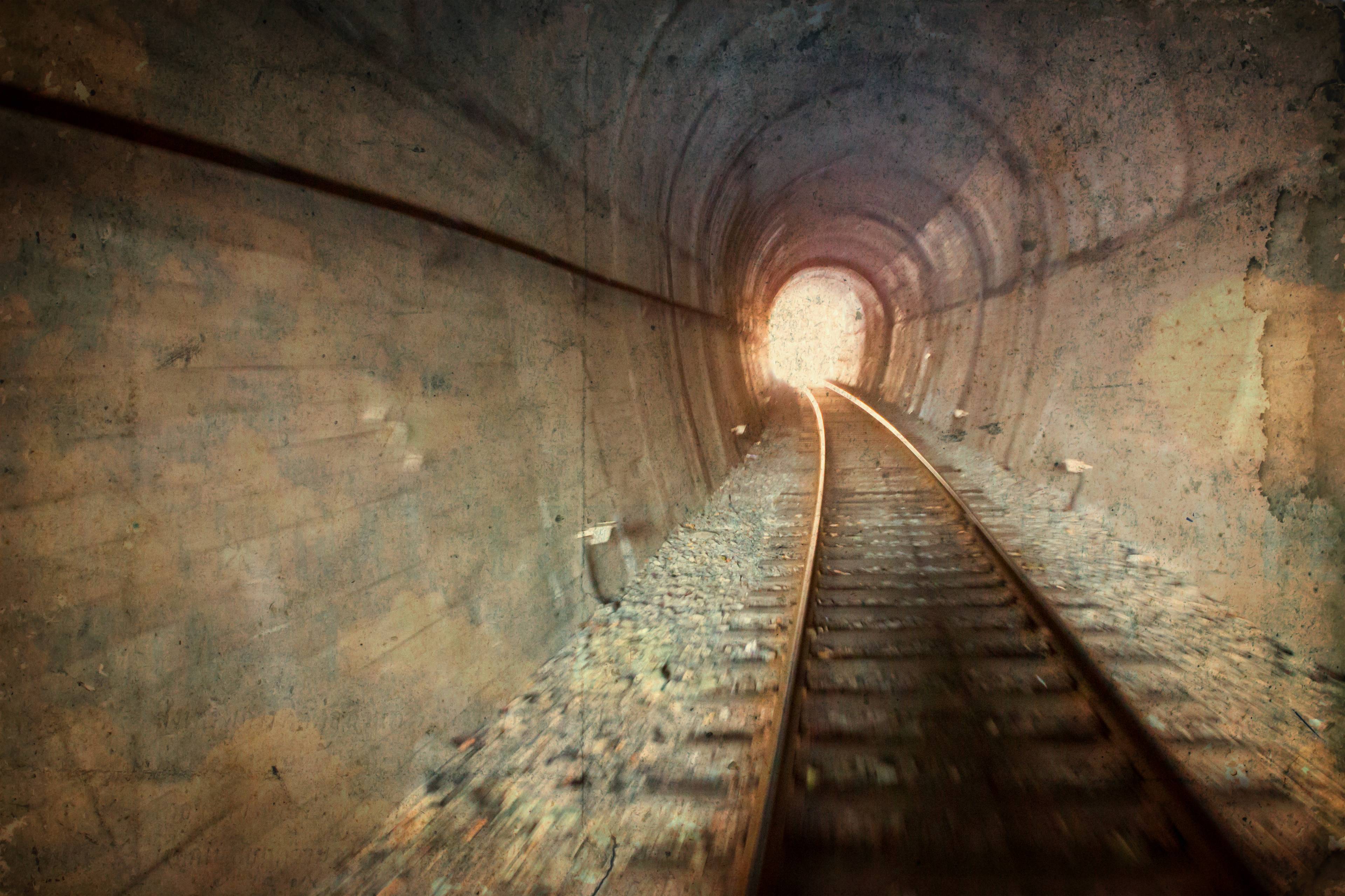 Inside train tunnel