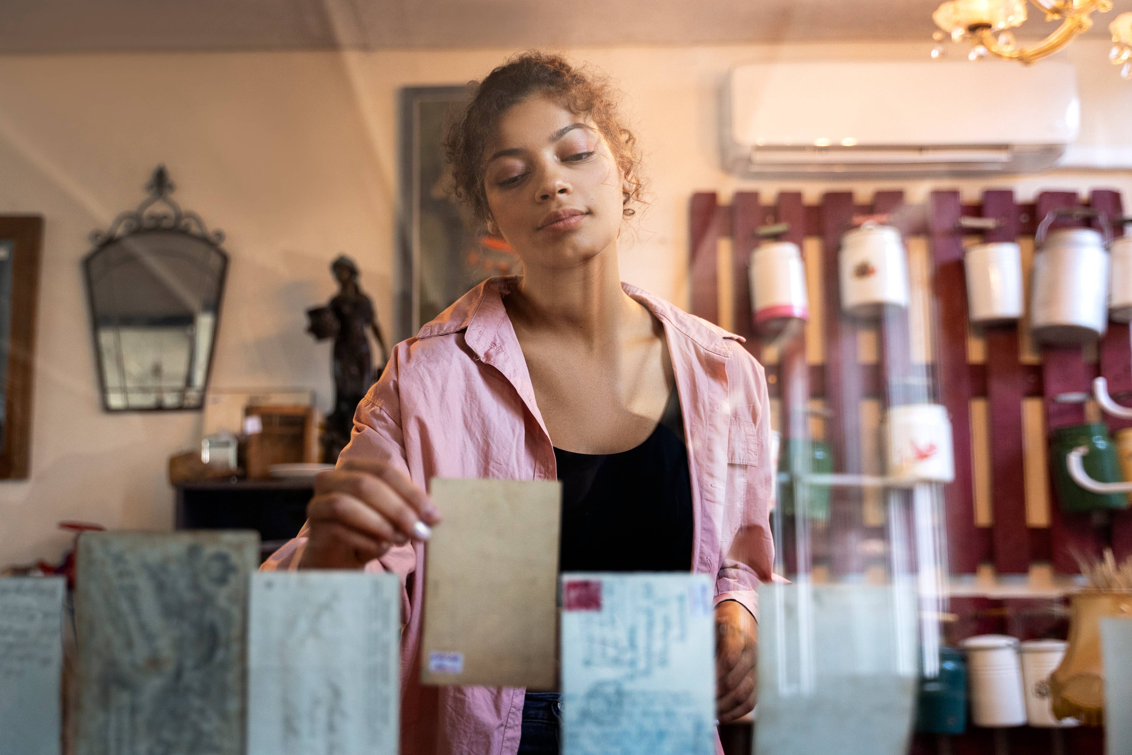 woman in thrift store