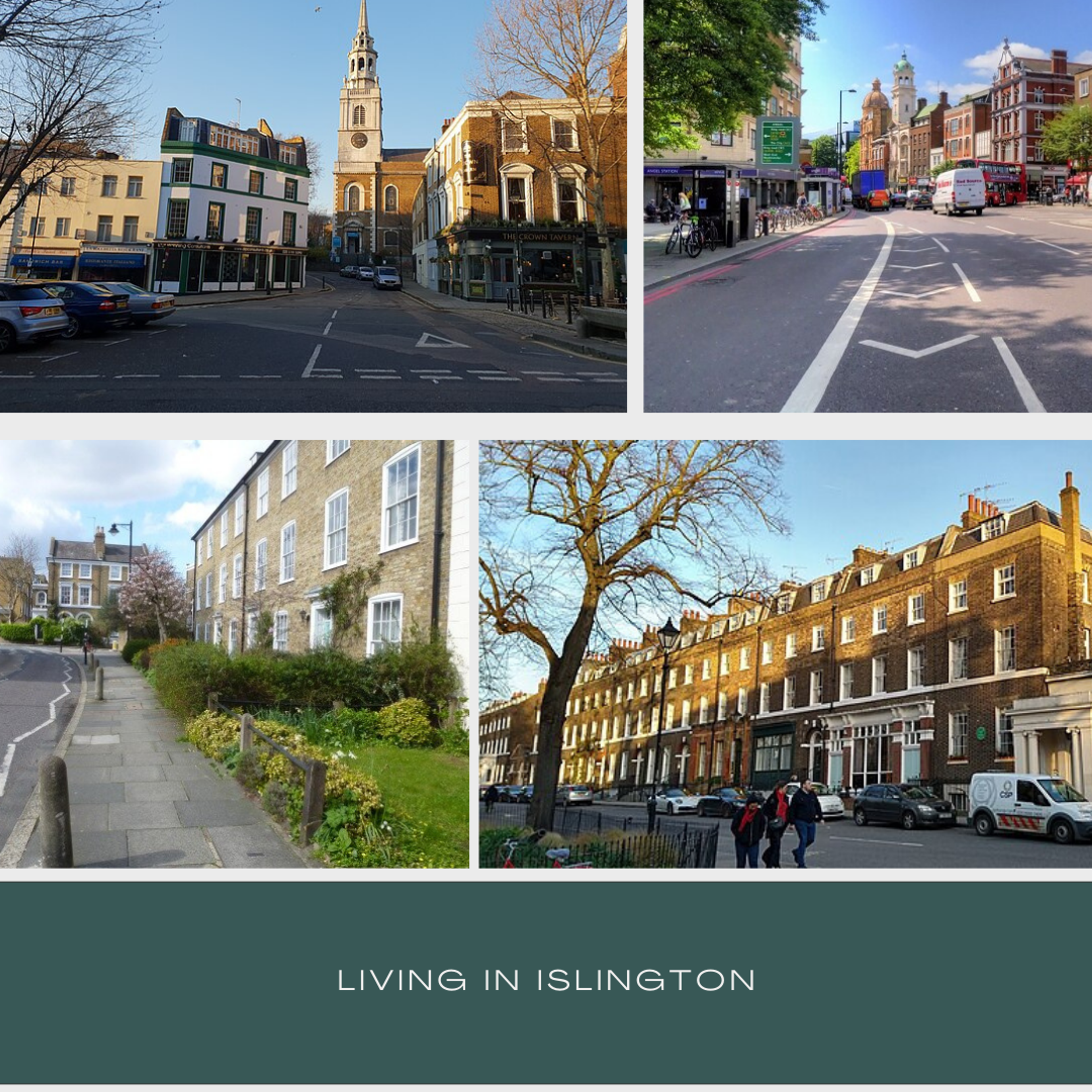 Collage of the top neighborhoods in Islington