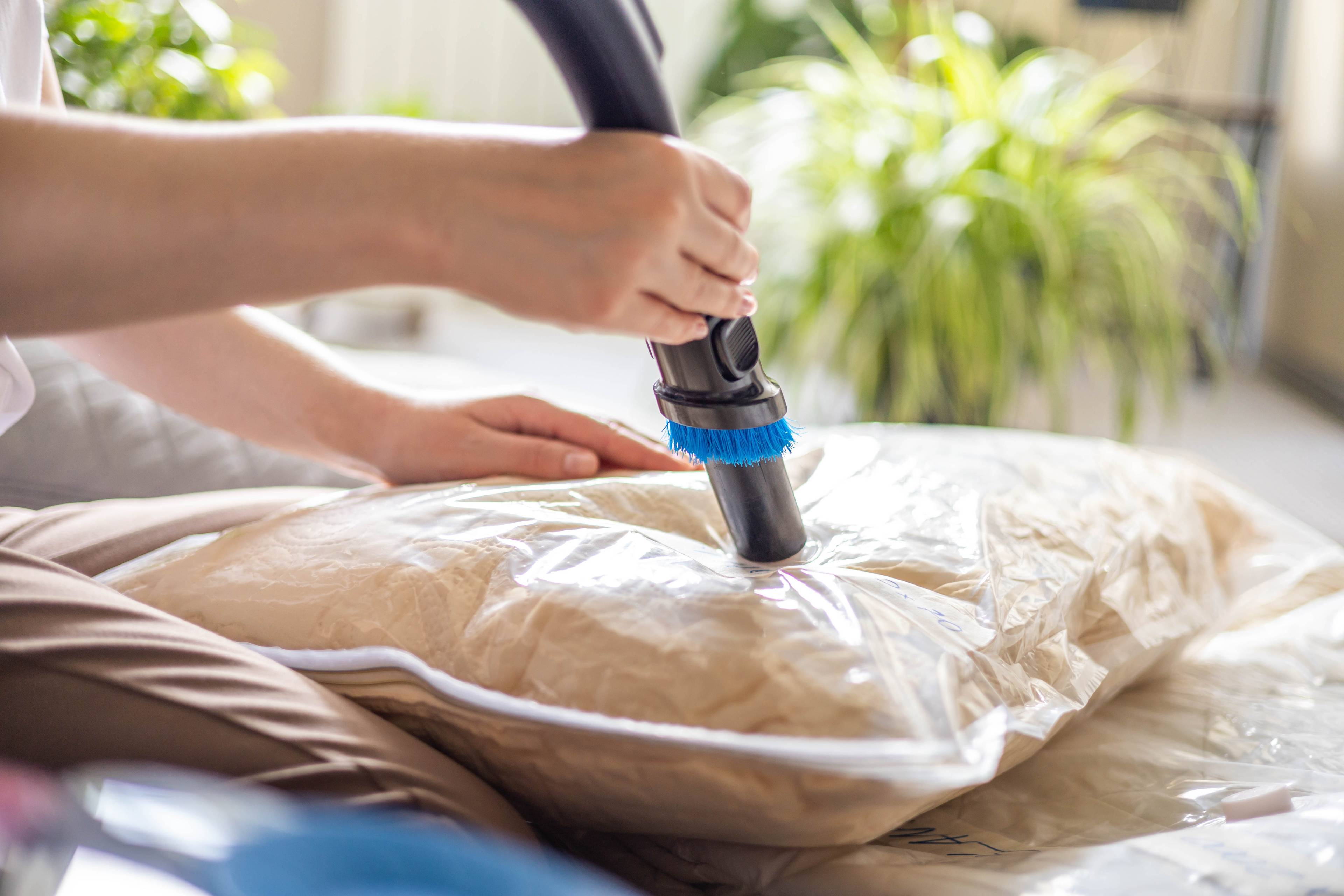 Pillow in vacuum bag