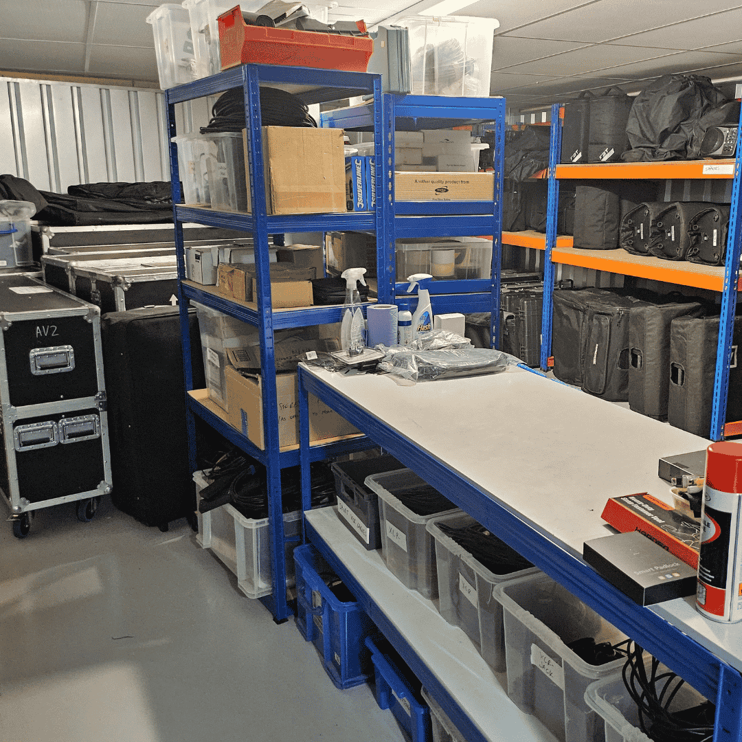 AV equipment in storage unit