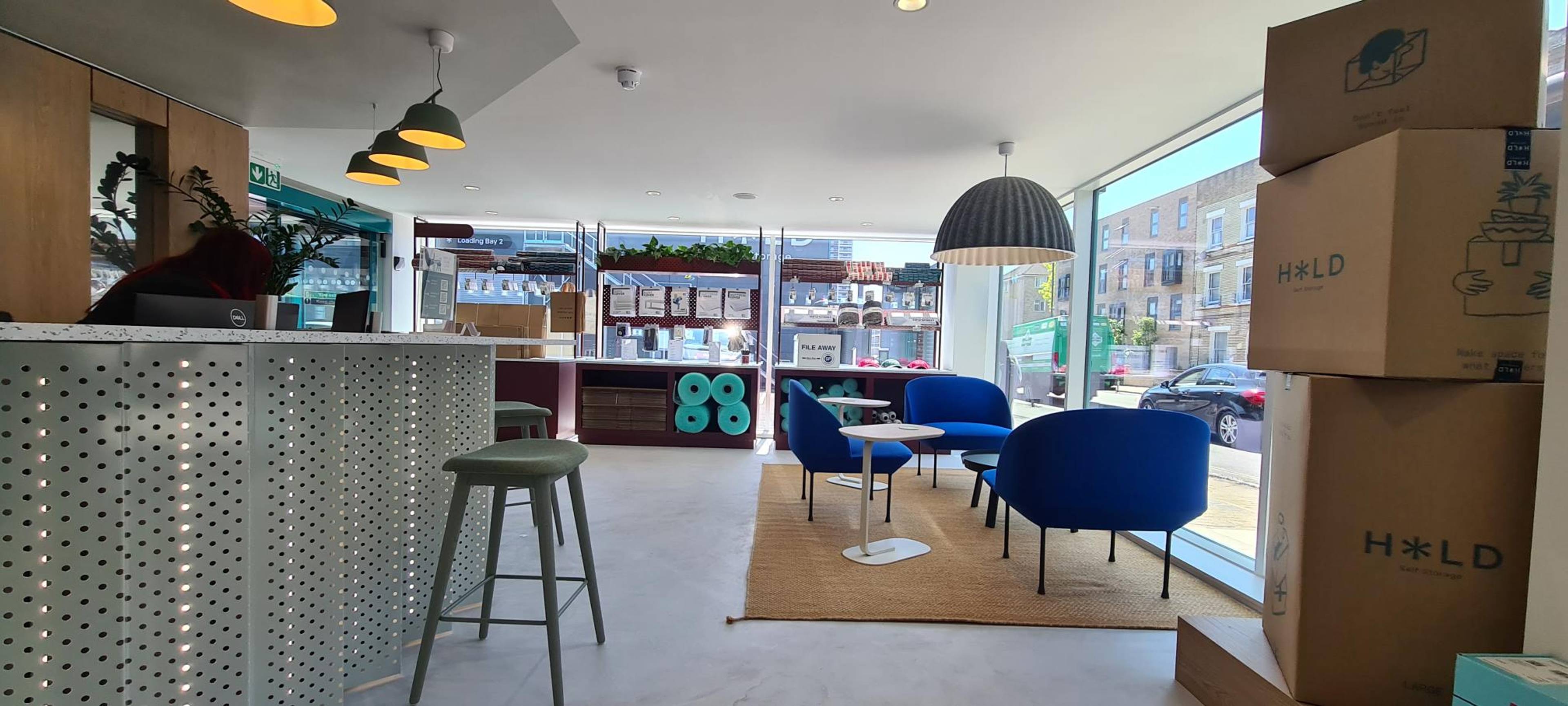 HOLD self storage reception with boxes