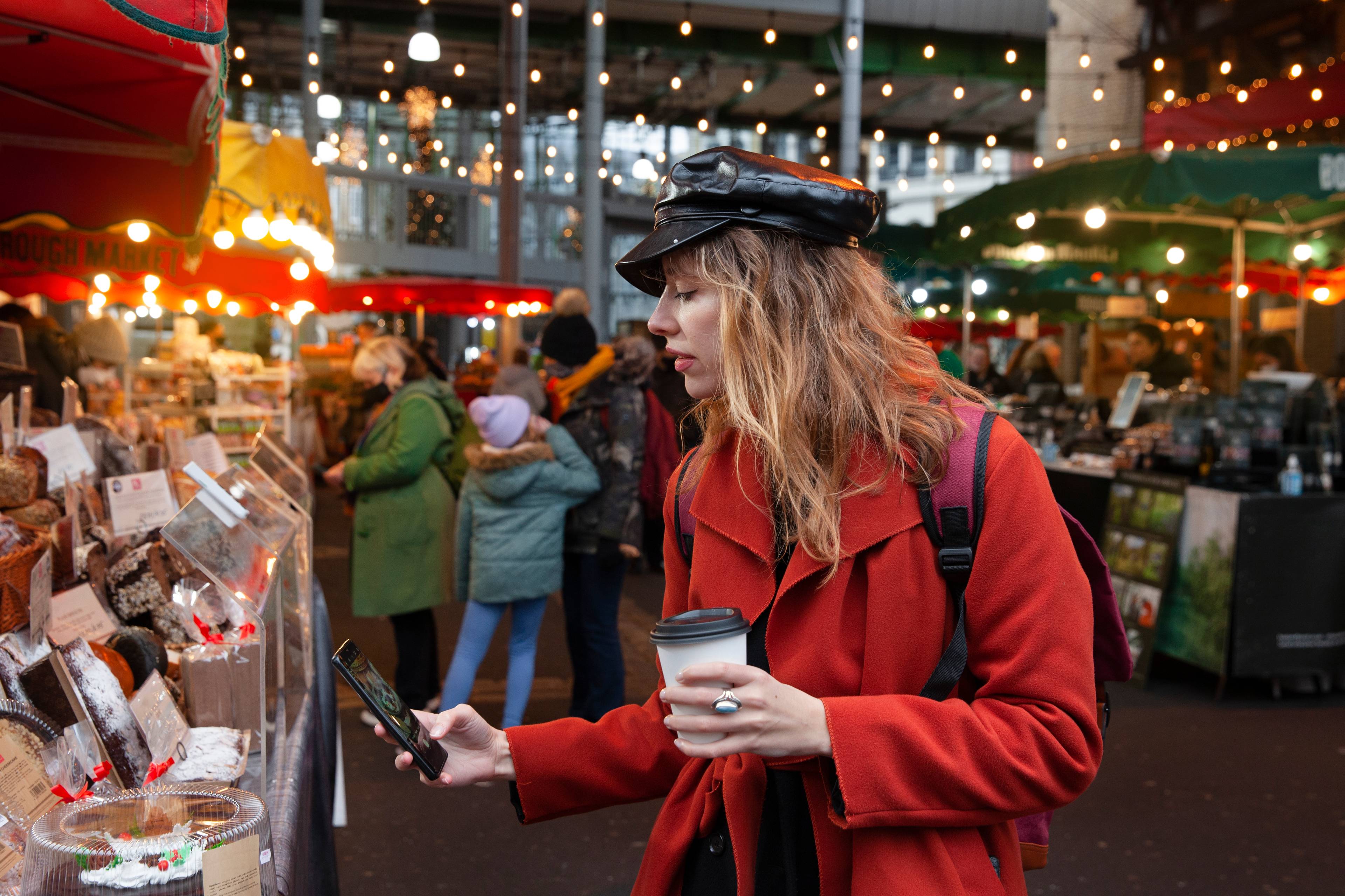 Women taking photo at Camden market