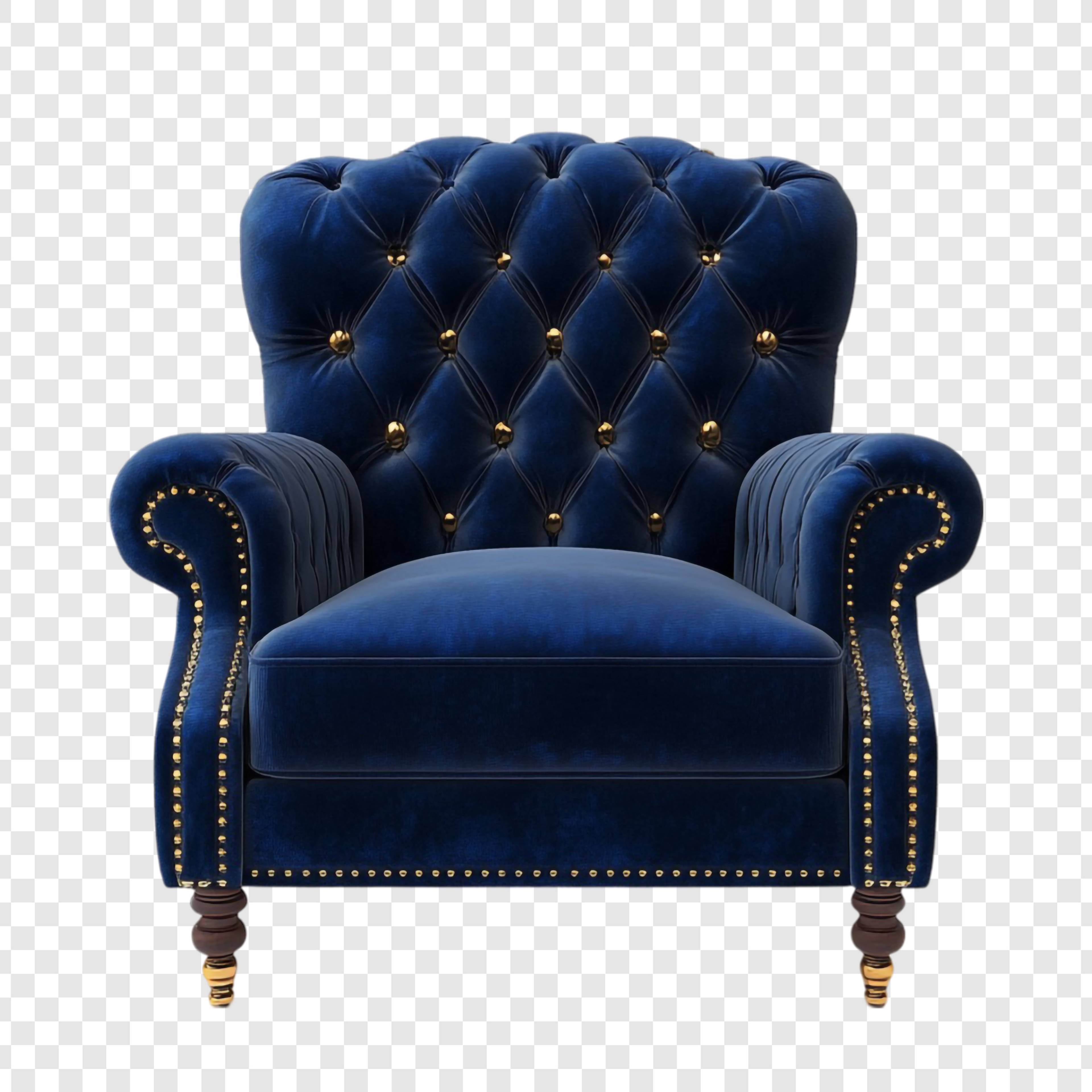 Luxurious royal blue velvet armchair