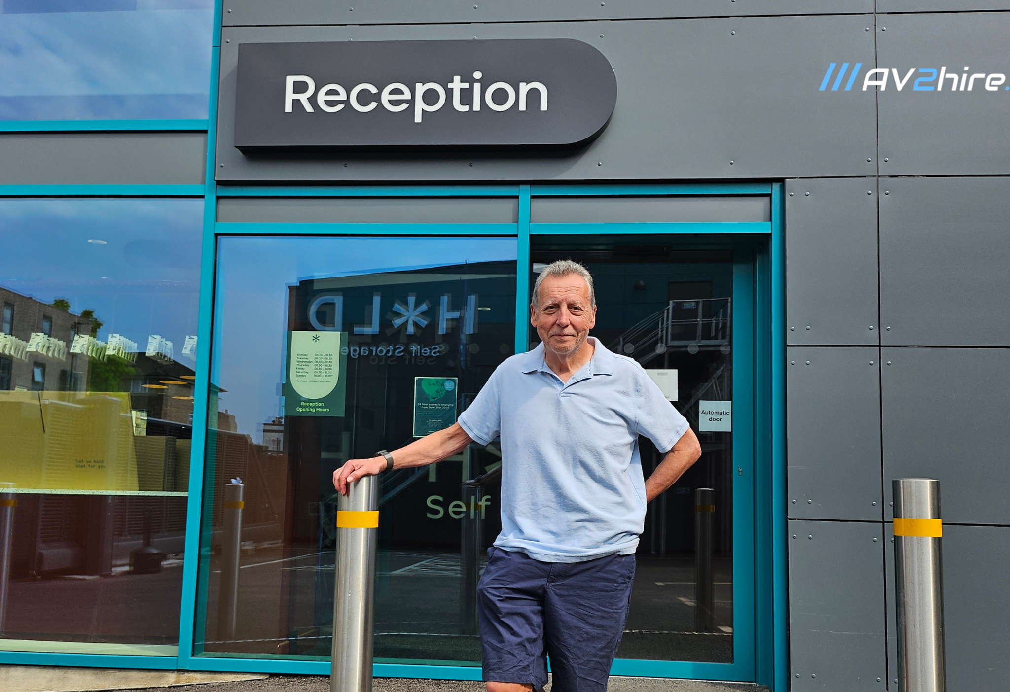 AV2 Hire business owner outside hold self storage reception