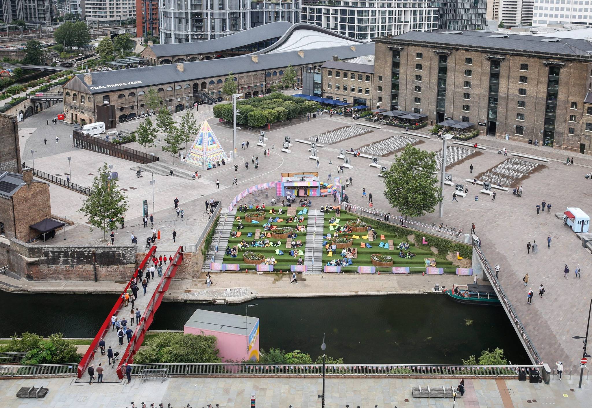 A view of the convenient car parking and easy walking distance of Coal Drops Yard in London, England