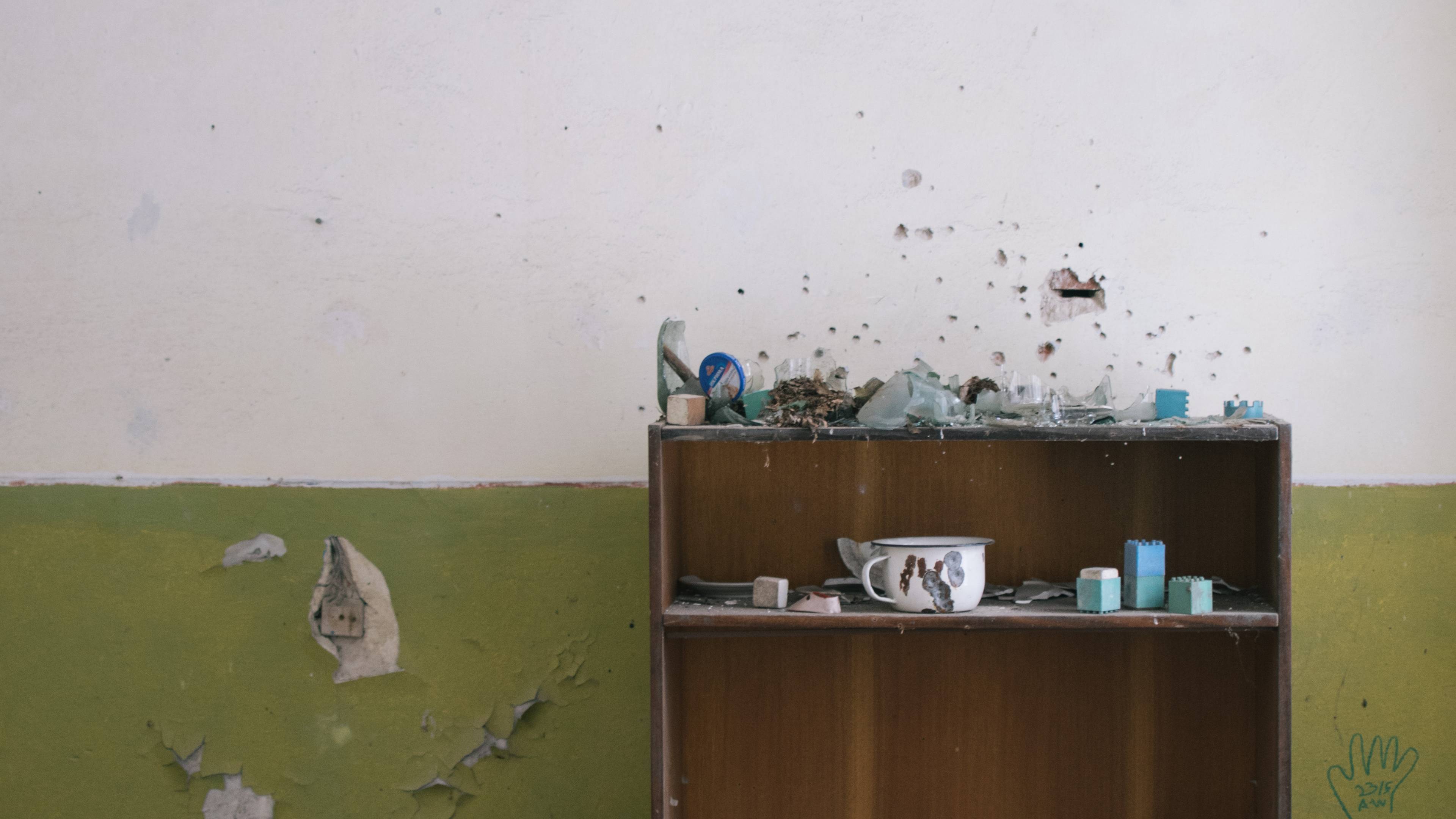 Shelf in abandoned building