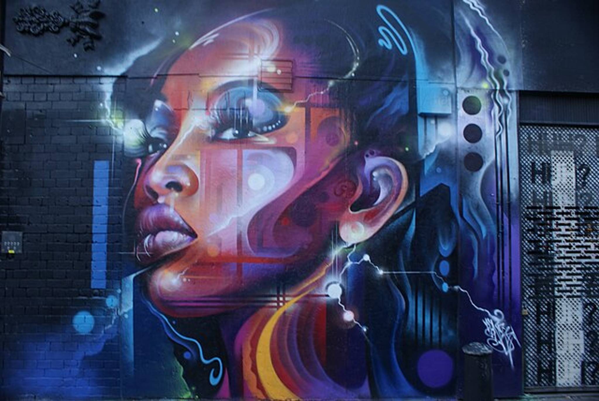 View of a mural on Bacon Street