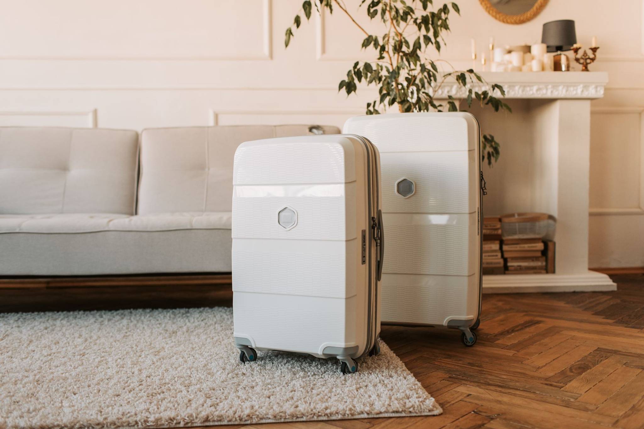 suitcases in living room