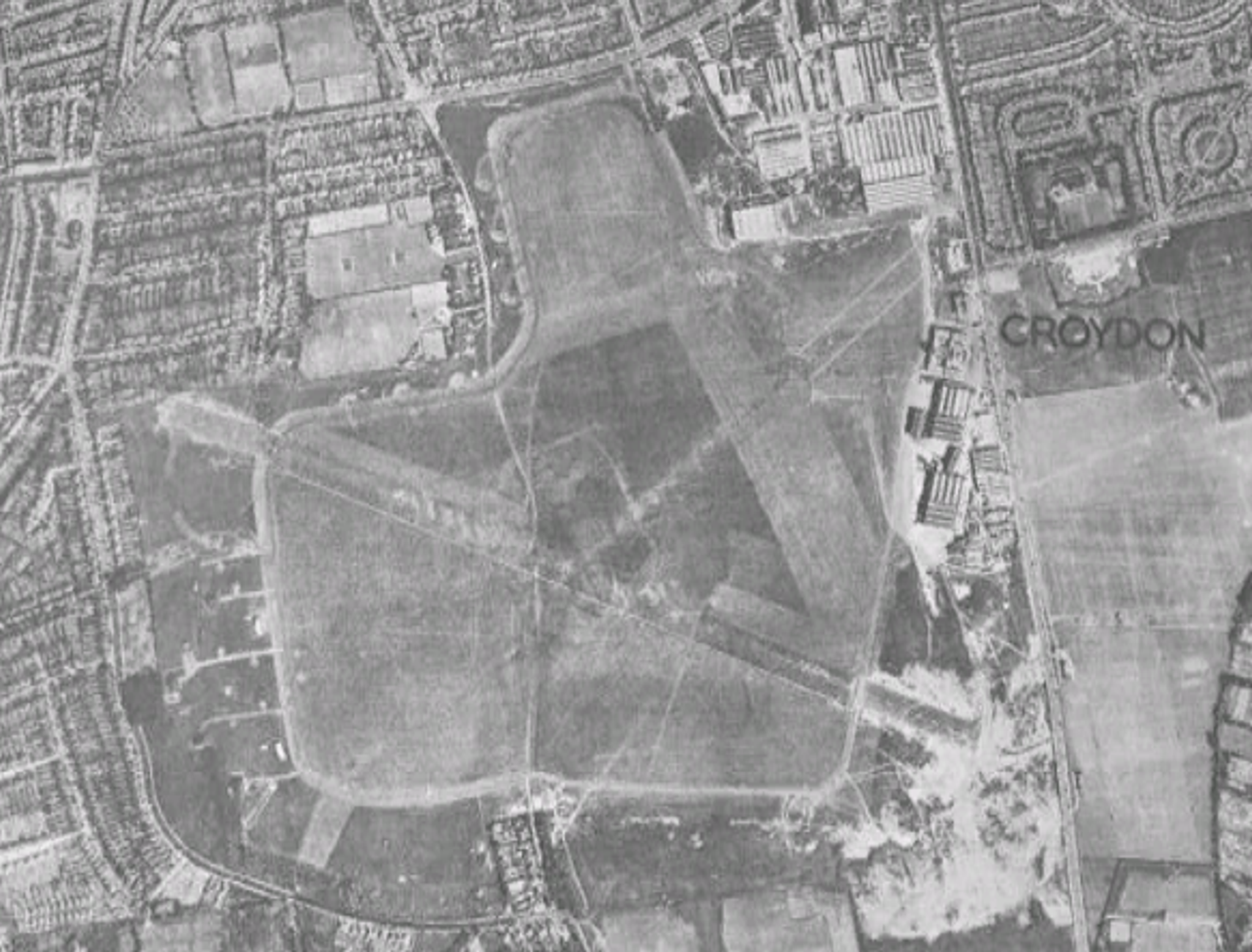 Aerial view of Croydon Aerodome, 1945