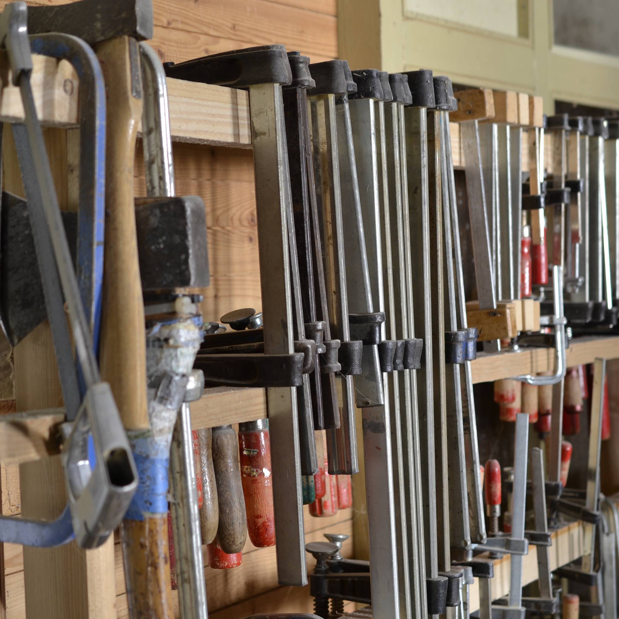 Top view set of metal wrenches