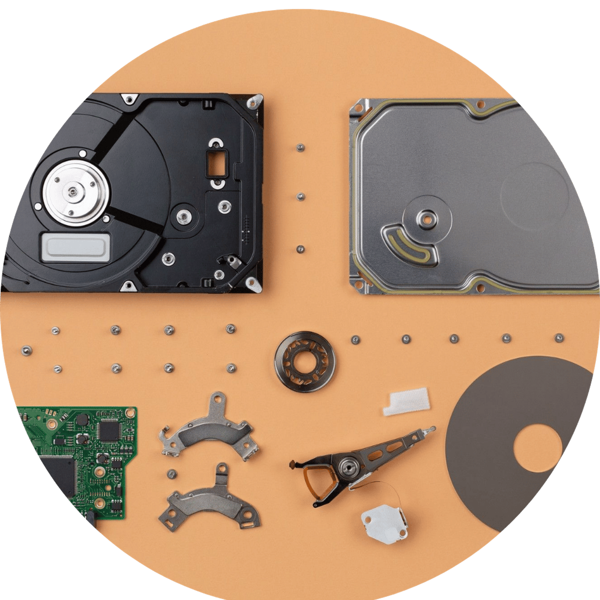 electronics parts laid out neatly