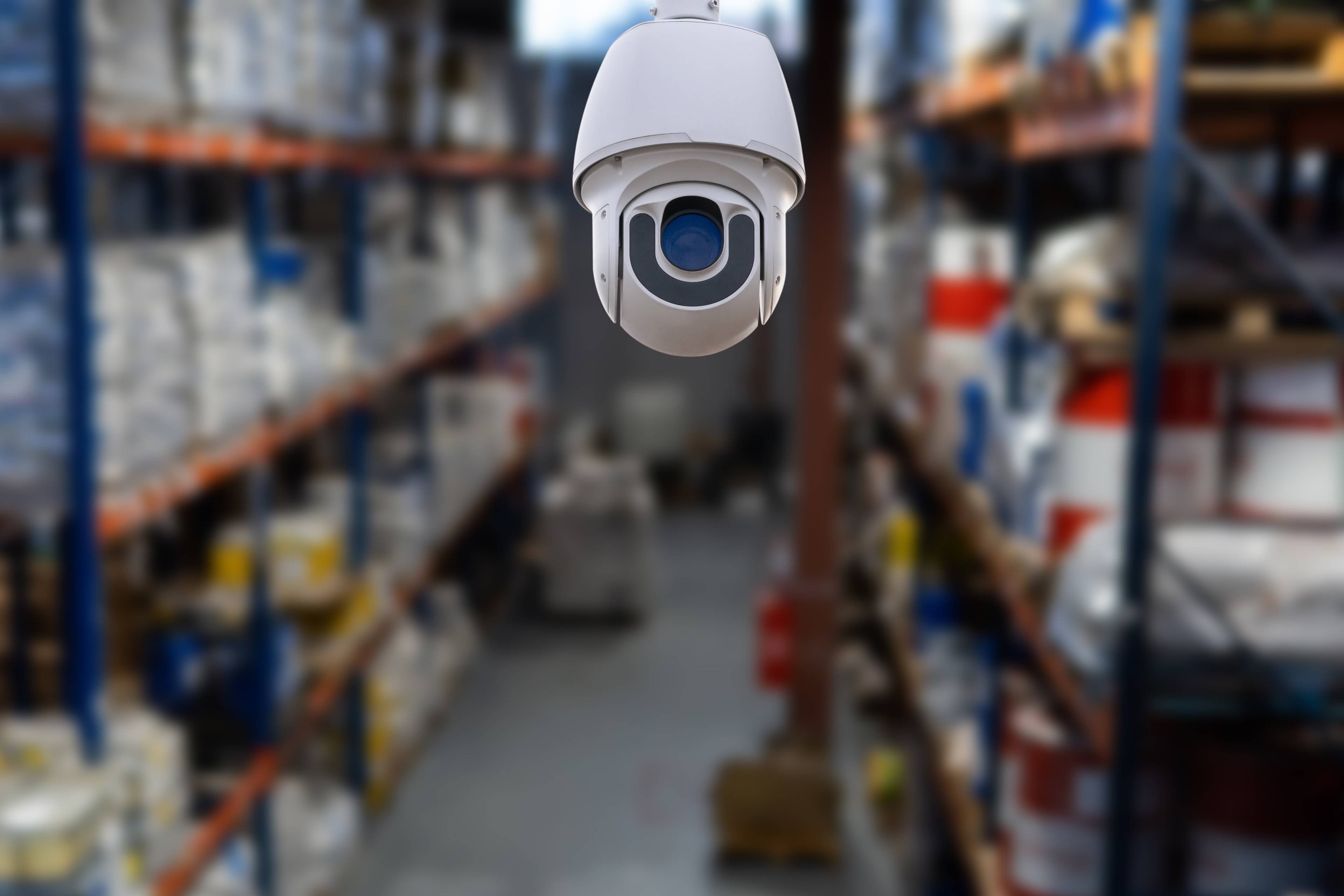 CCTV closeup in a storage warehouse