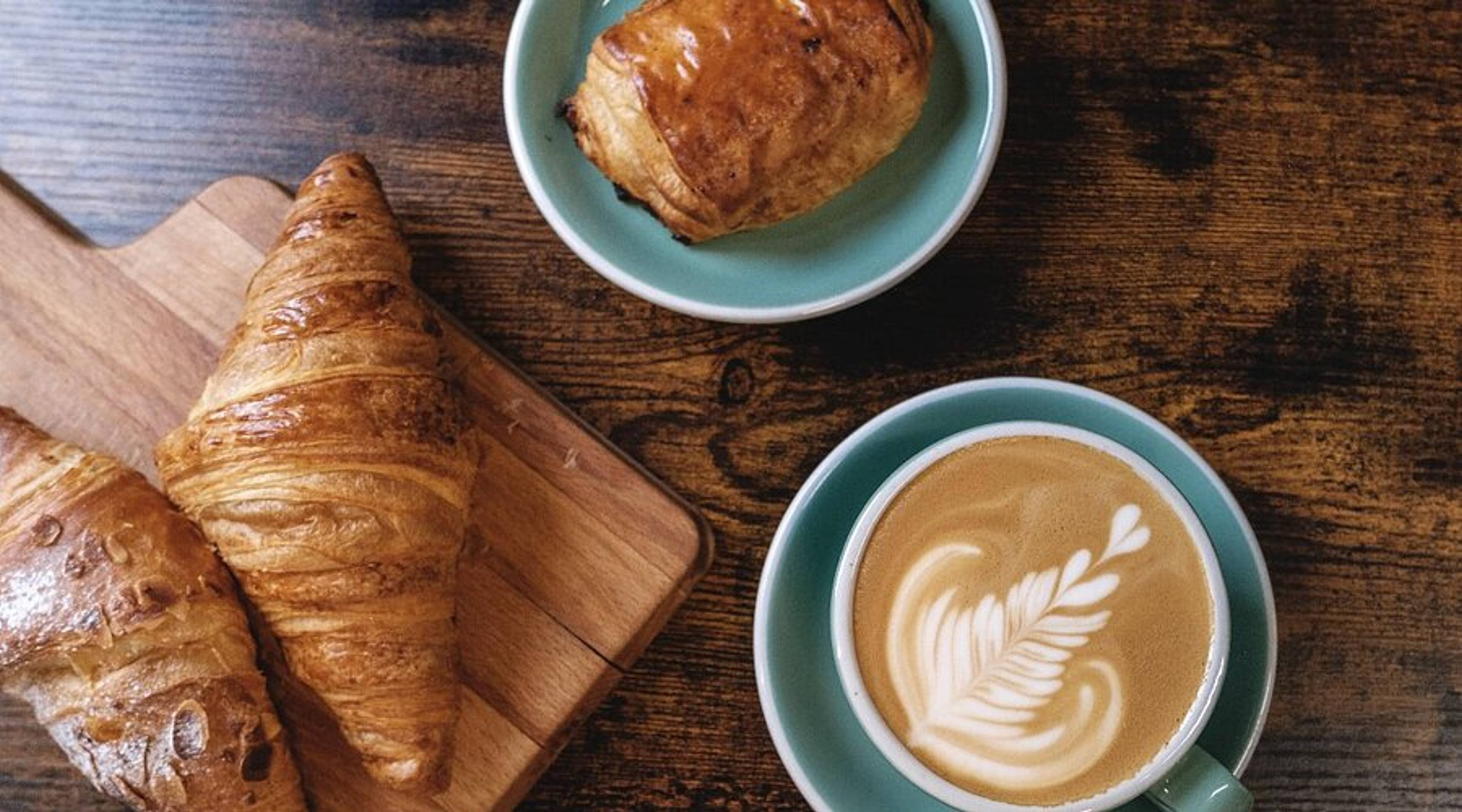 Gramos Coffee Bar, Croissant and Cafe Au Lait
