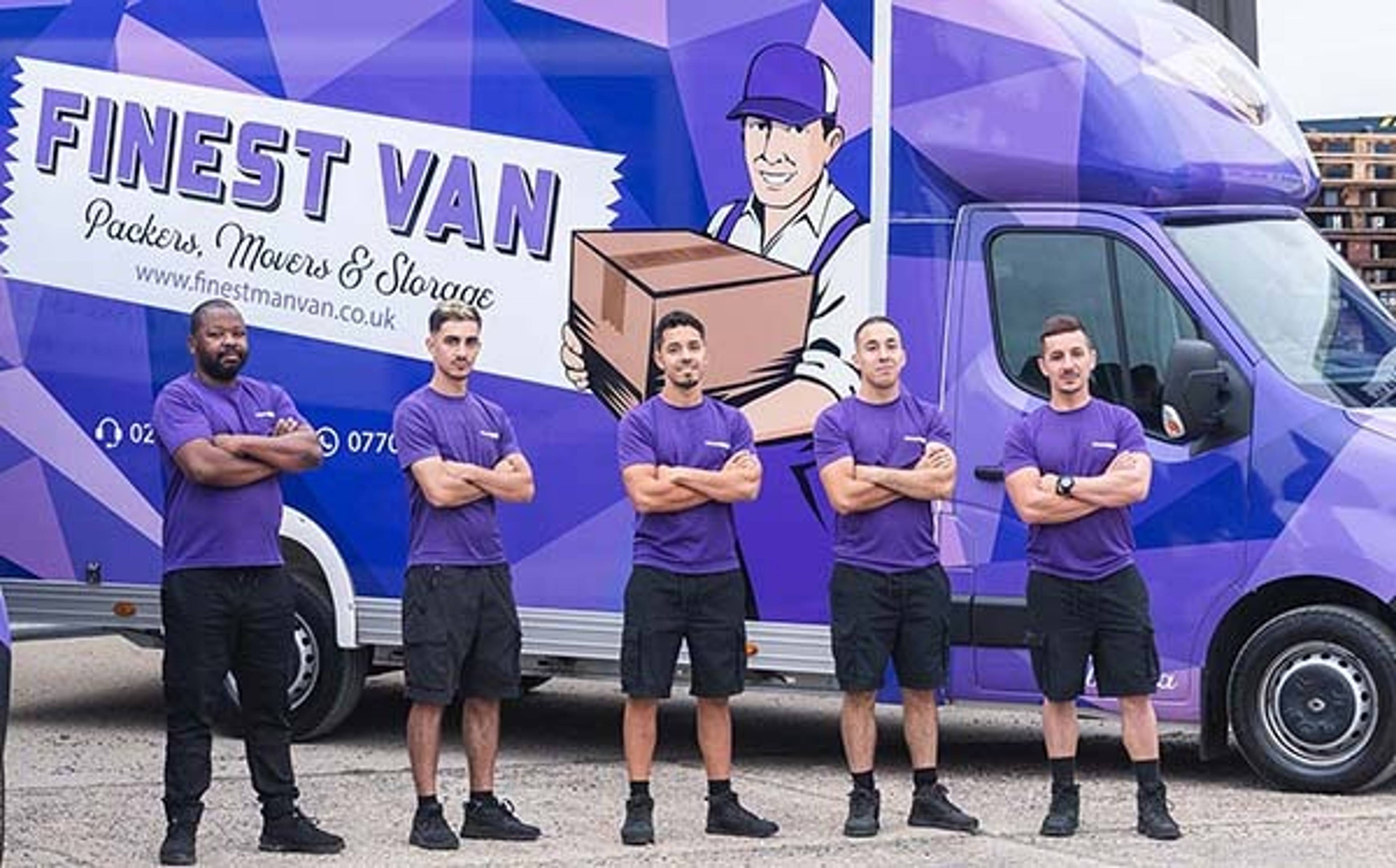 Finest Van drivers standing in front of van