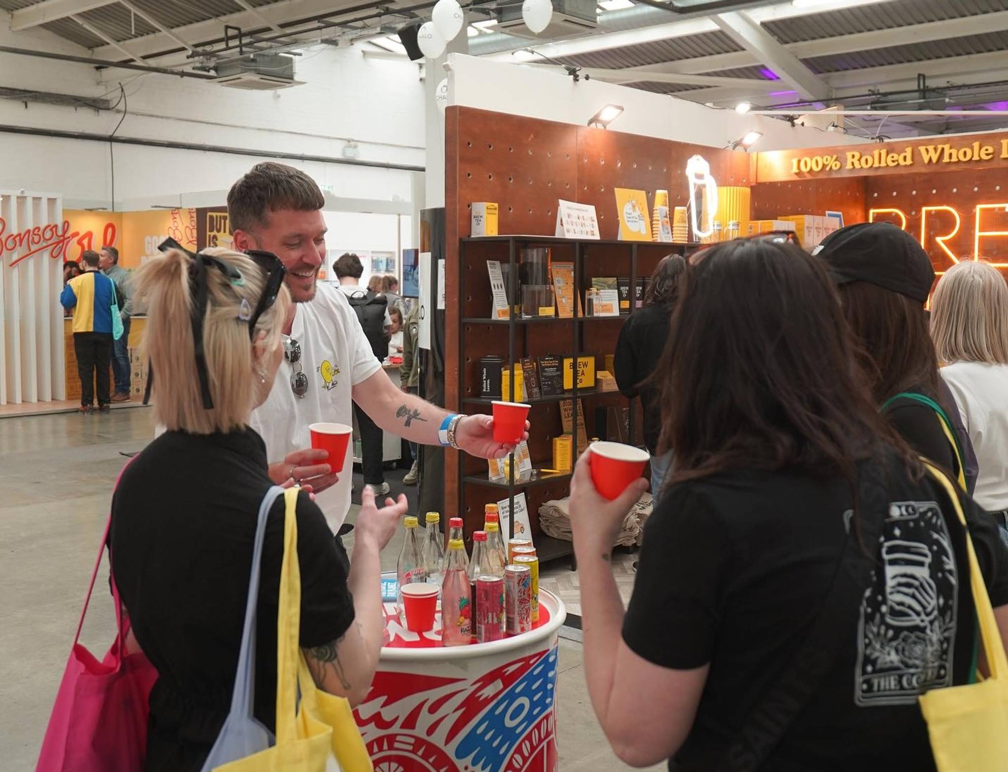group sharing drinks at truman brewery site brick lane