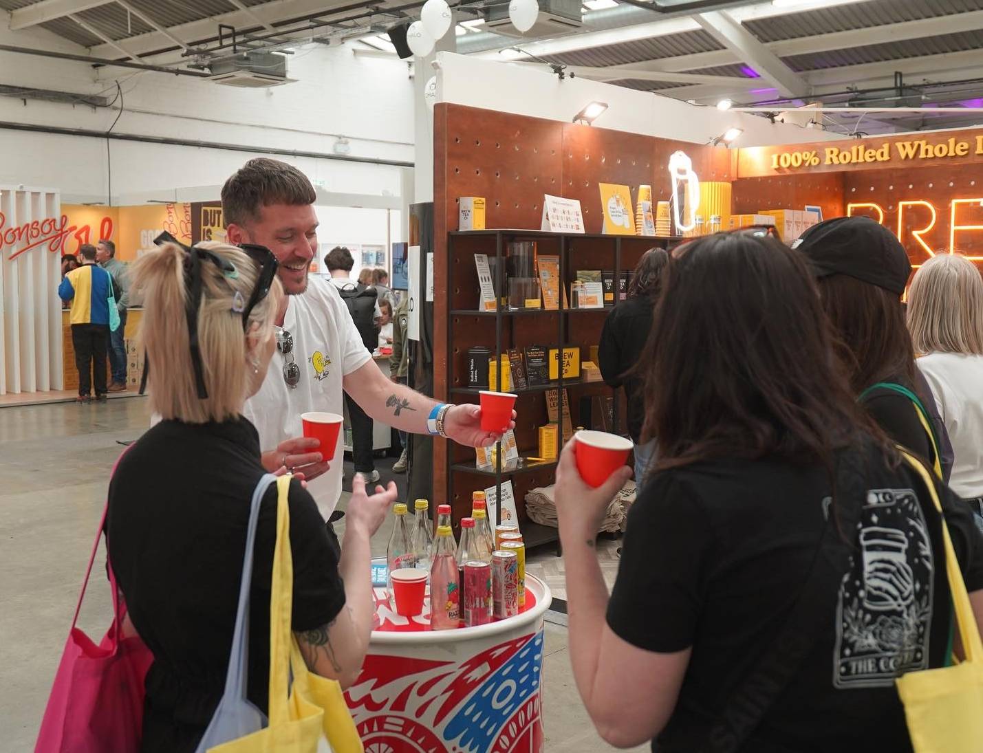 group sharing drinks at truman brewery site brick lane