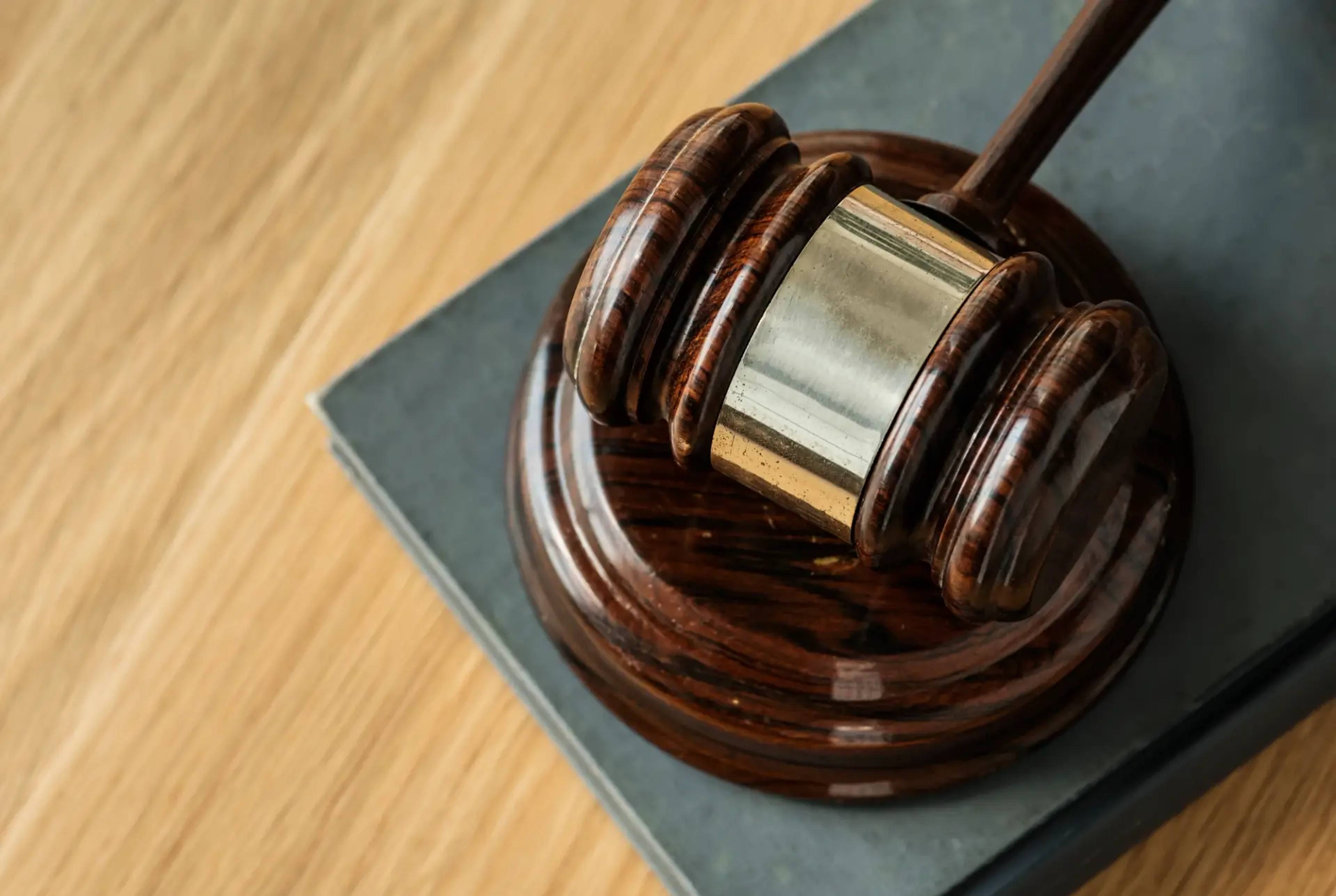 A gavel laying on a table